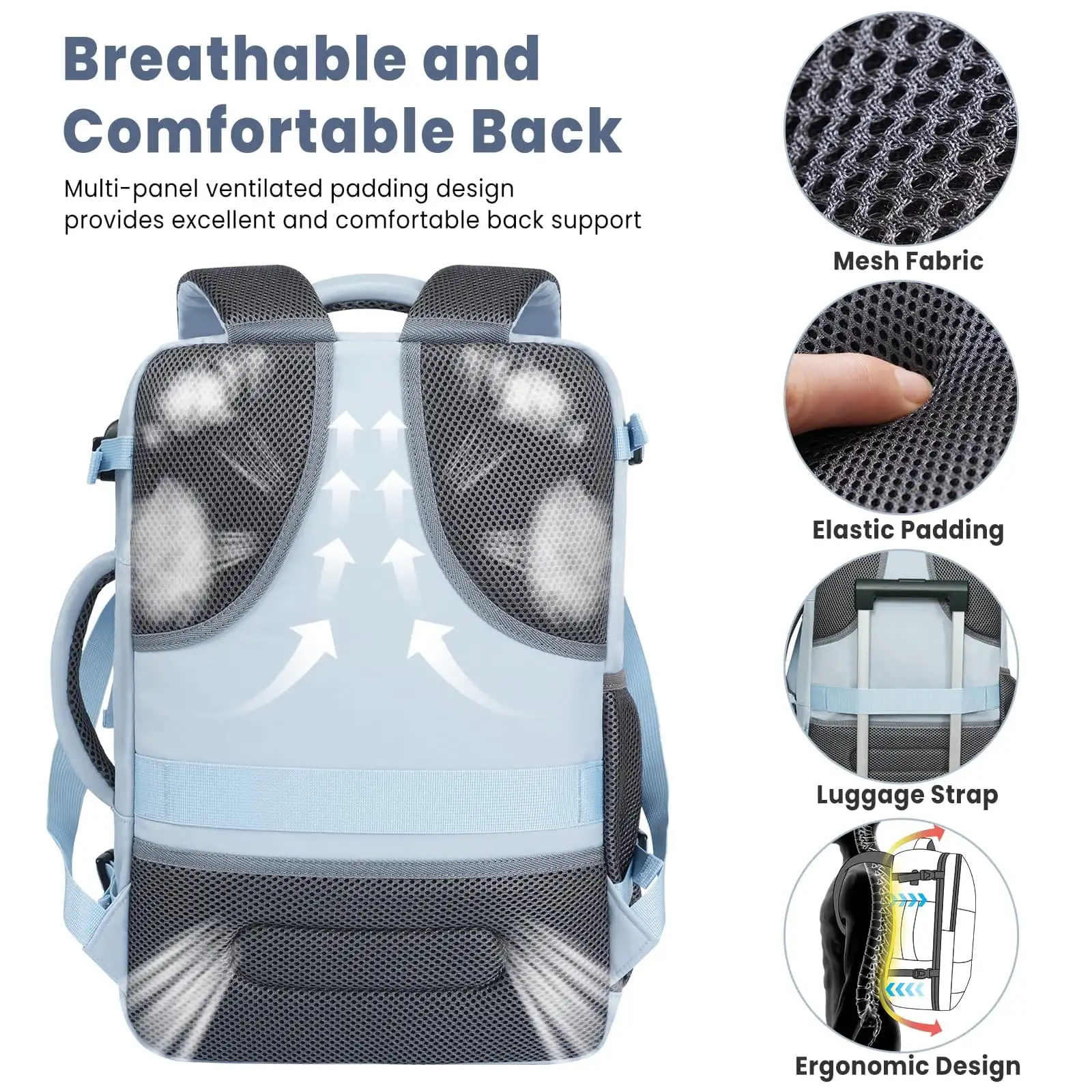 Beige Travel Laptop Backpack with USB Port, Perfect Carry-On Luggage Bag for Business and Leisure Travel.