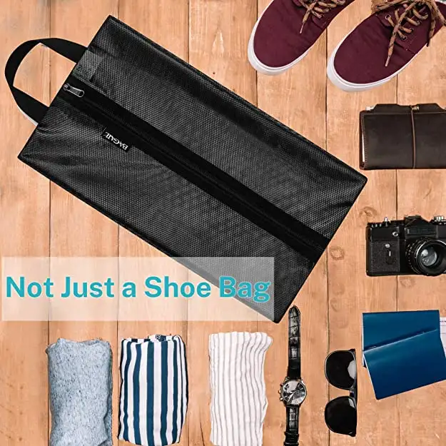 Portable lightweight travel shoe bags for men and women, perfect for organizing and protecting footwear on the go.