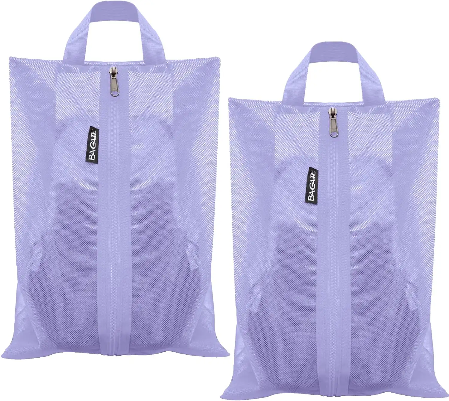 Portable lightweight travel shoe bags for men and women, 2-pack in lavender, ideal for organizing footwear on the go.