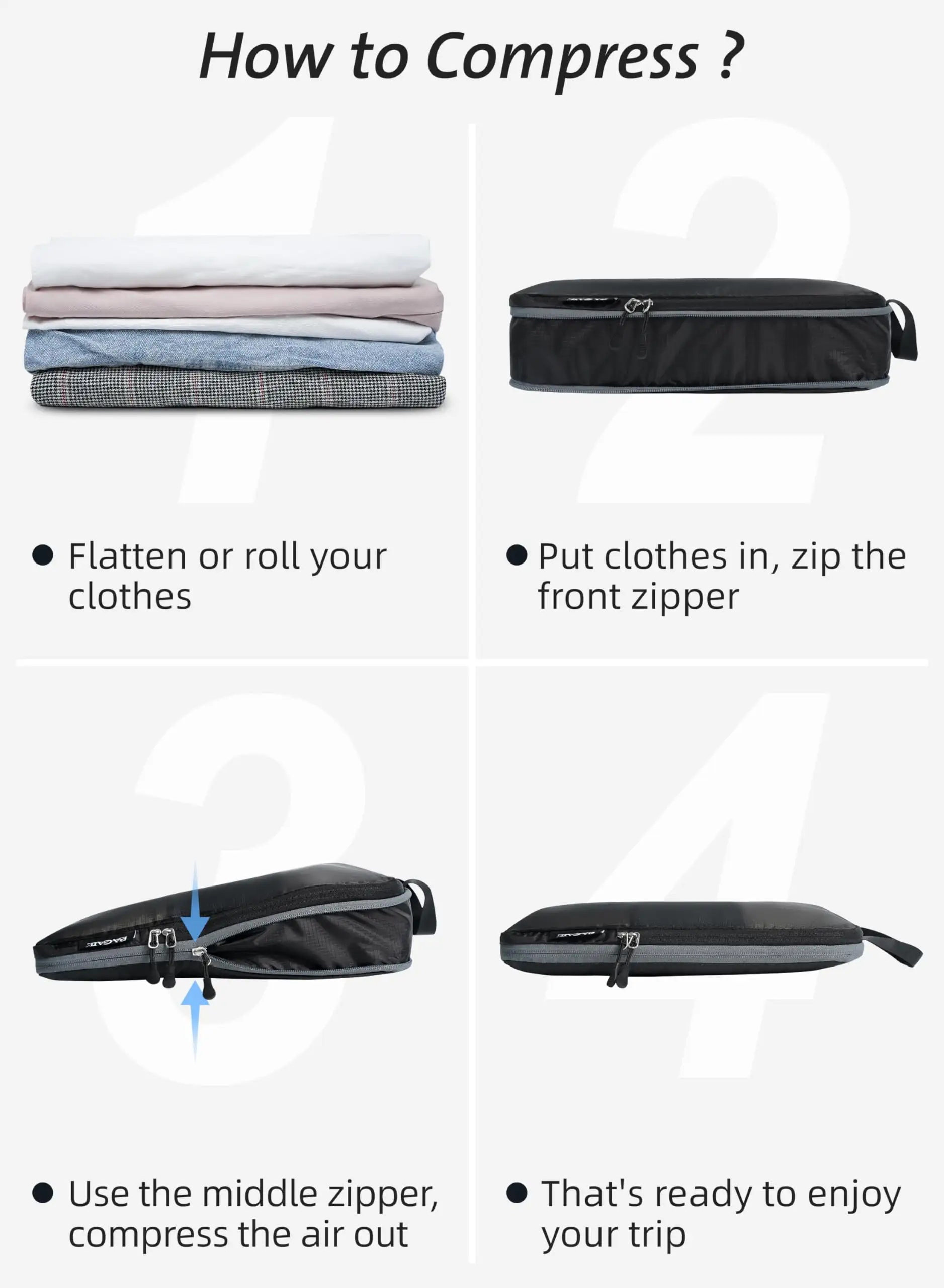 7-piece ultralight packing cube set with 3 compression organizers and 1 shoe bag in beige mesh for efficient travel storage.