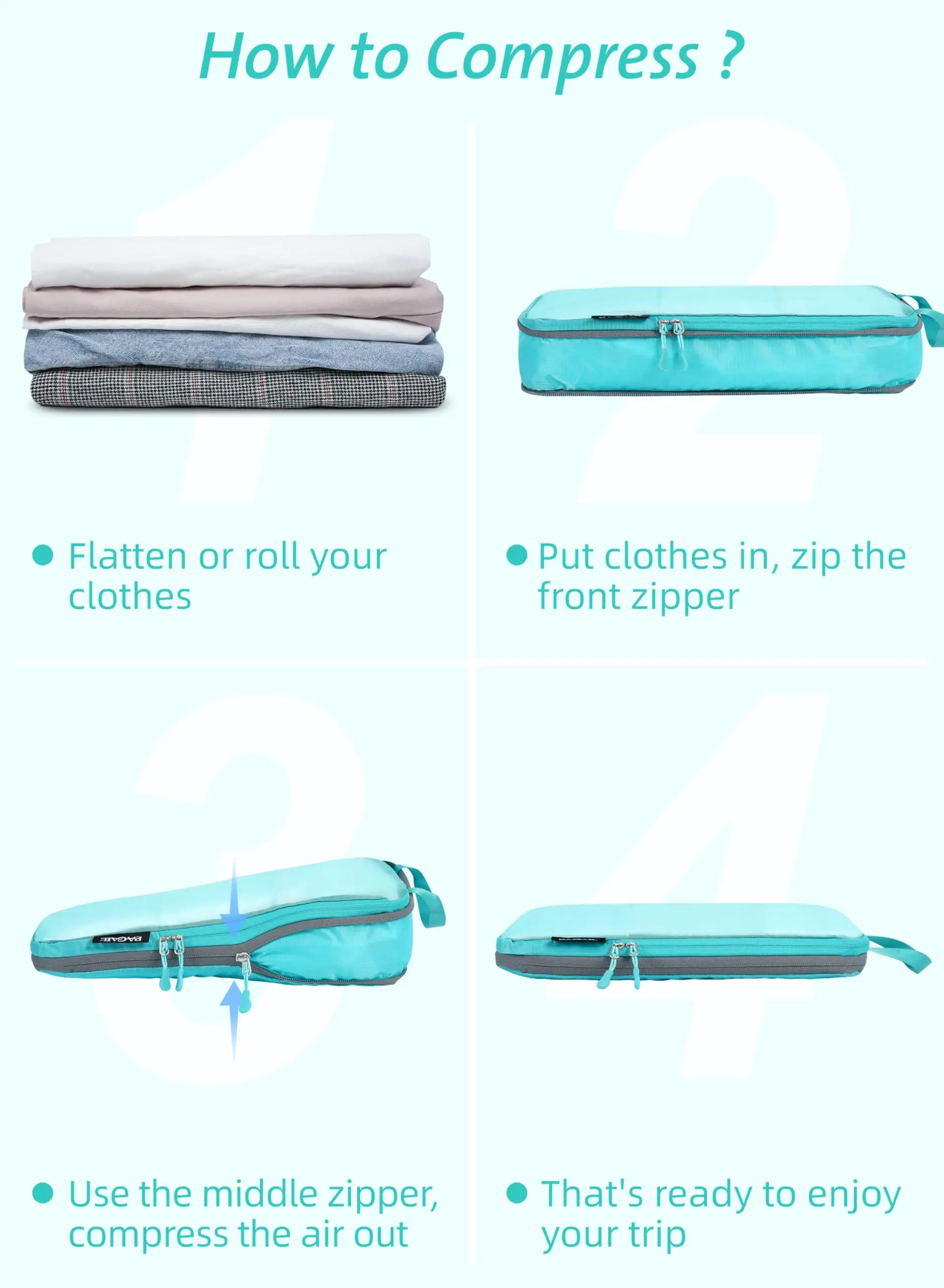 7-piece ultralight packing cube set with 3 compression cubes, 3 organizers, and 1 shoe bag in beige mesh for travel.