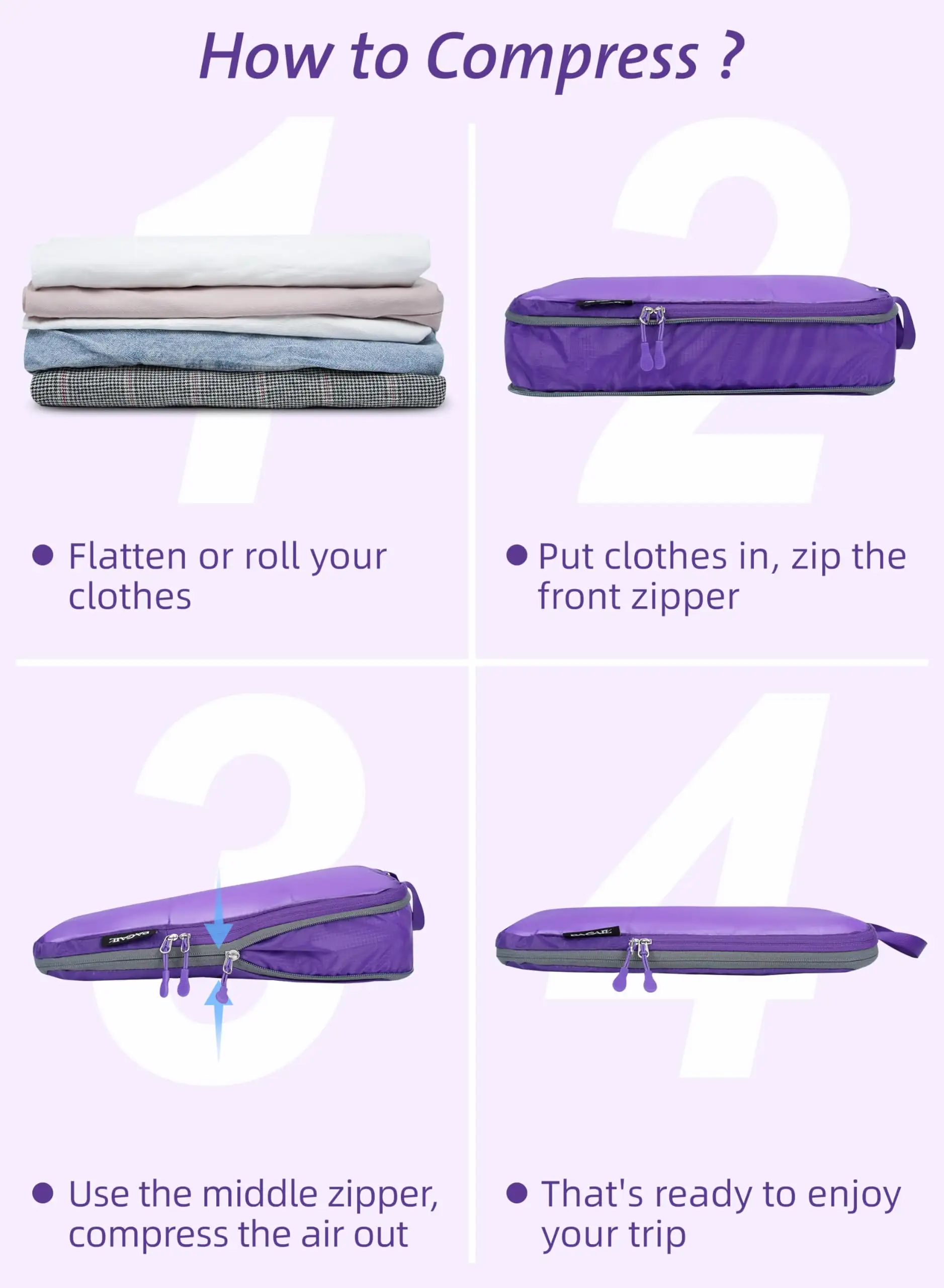 7-piece ultralight packing cubes set with 3 compression organizers and 1 shoe bag in beige mesh for travel efficiency.