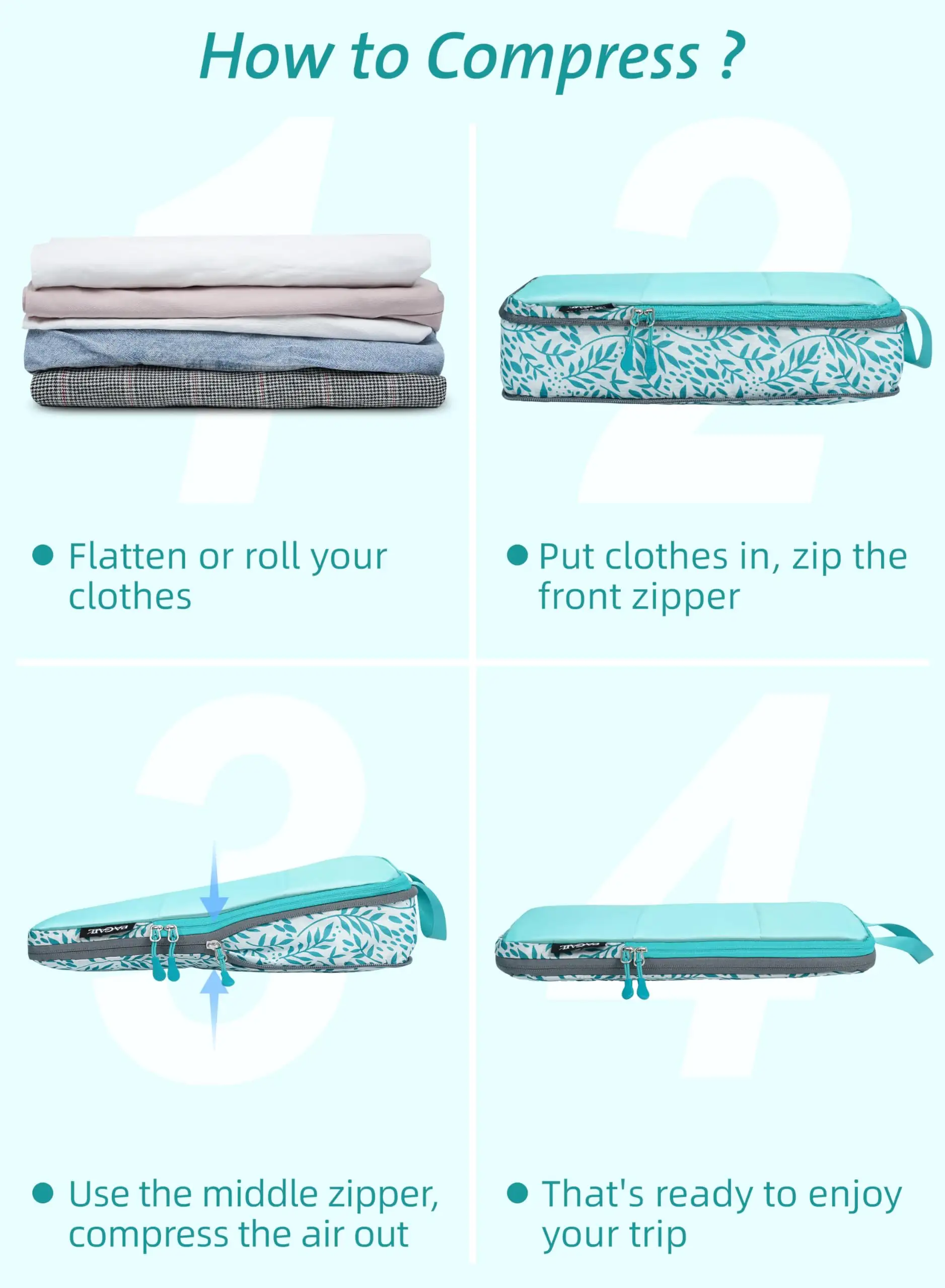 7-piece ultralight packing cubes set with 3 compression organizers and 1 shoe bag in beige mesh for travel efficiency.