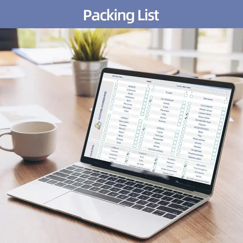 Editable Travel Packing List Template PDF for Cruise, Vacation, Family, US Letter, A4, A5 - Printable Checklist Planner