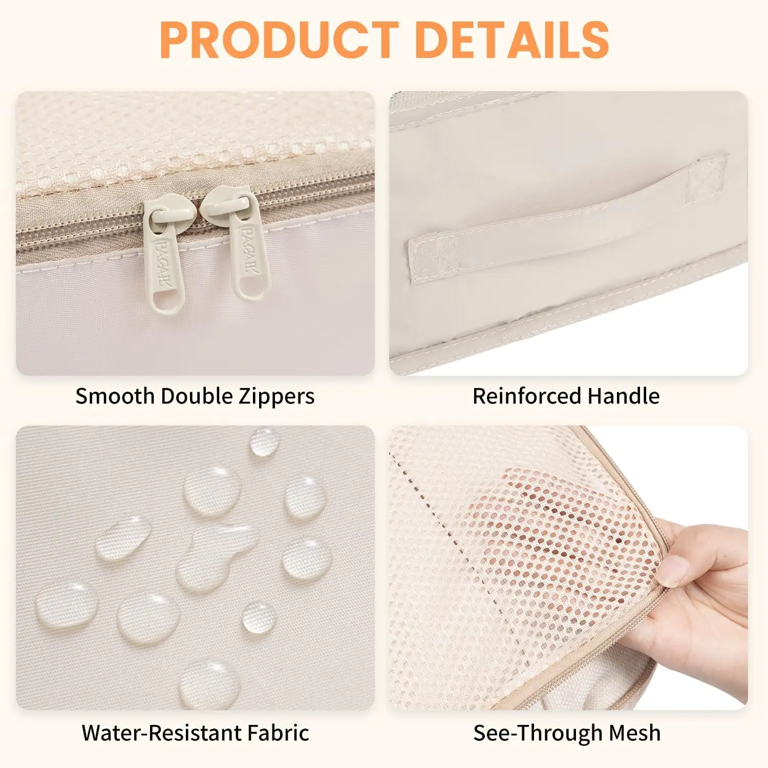 6-set packing cubes for carry-on, mesh travel organizers with clear design for efficient luggage organization.