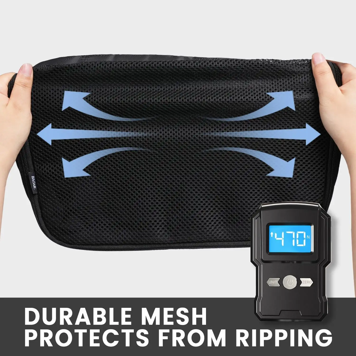 6-pack mesh packing cubes for carry-on, clear design for efficient luggage organization and travel accessories.