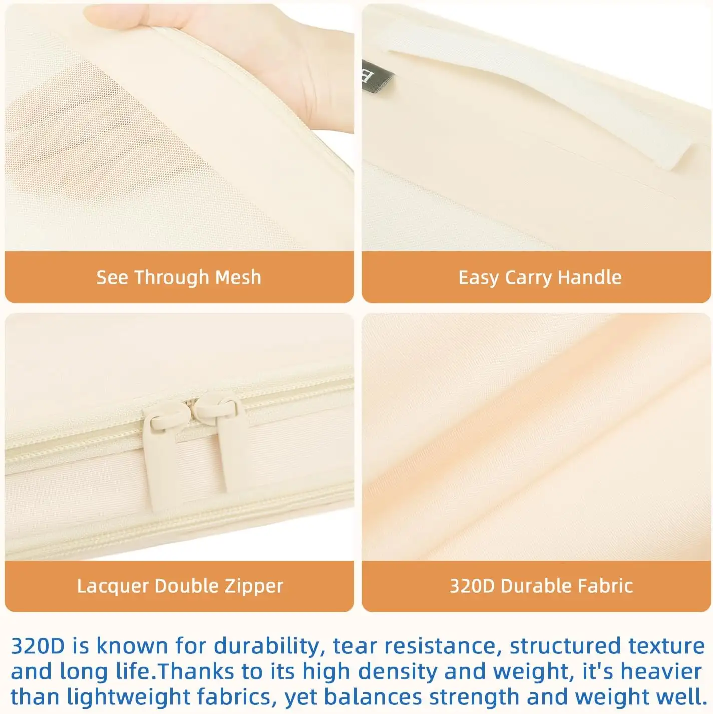 6 Set Square Mesh Compression Packing Cubes for travel, expandable organizers for efficient luggage space saving.