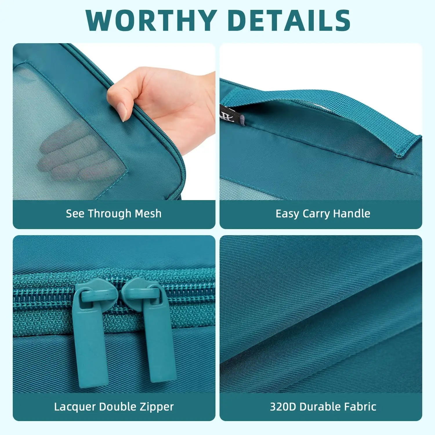 6 Set Square Mesh Compression Packing Cubes for Travel, Expandable Organizers with Durable Fabric and Breathable Design