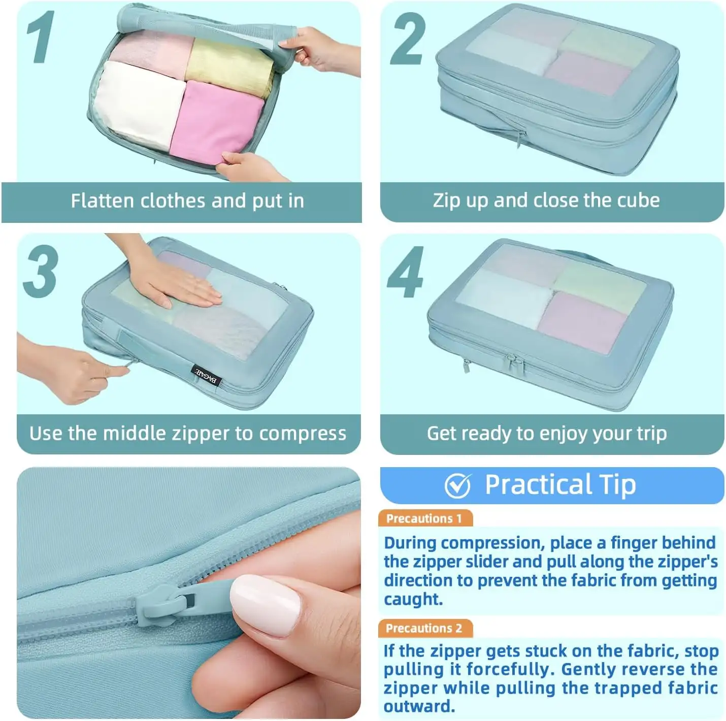 6 Set Square Mesh Compression Packing Cubes for Travel, Expandable Organizers for Efficient Packing and Storage