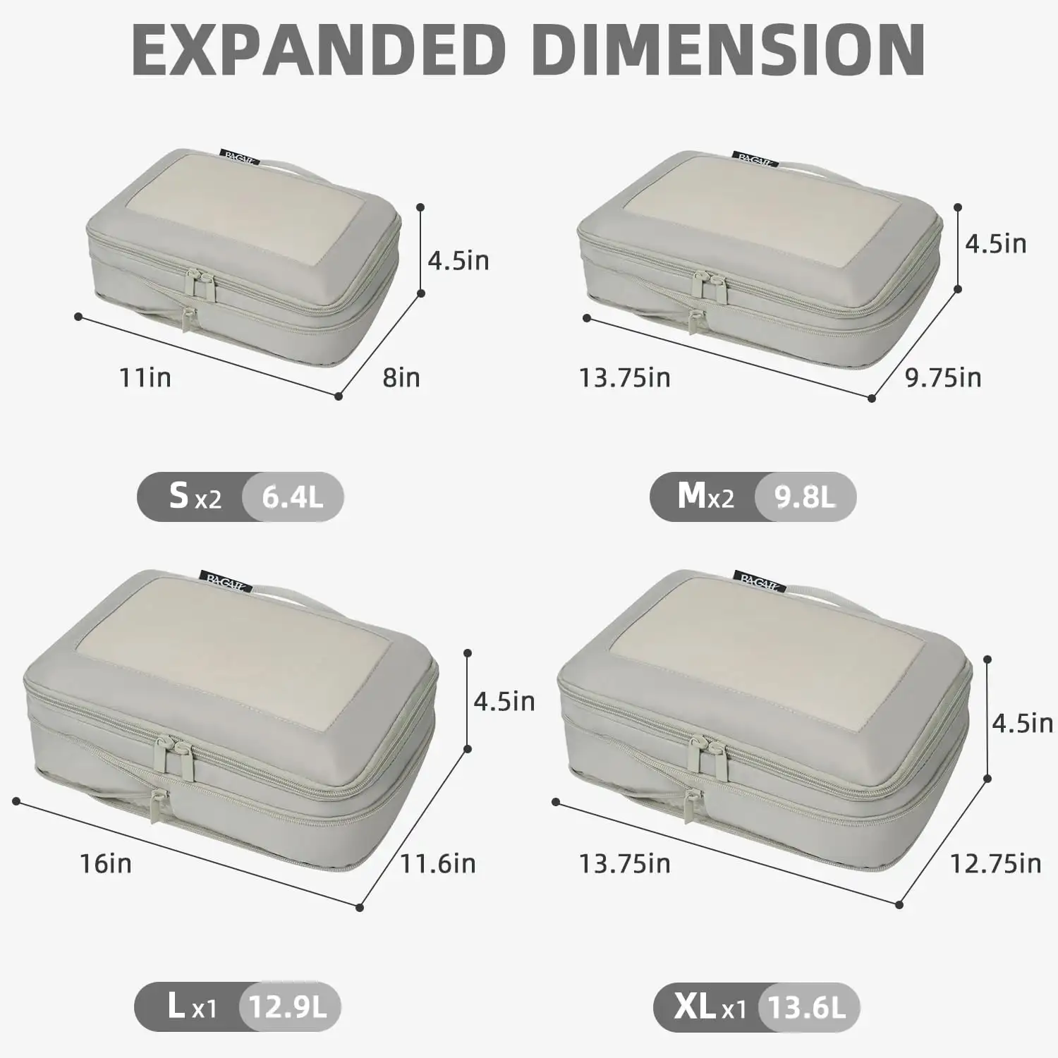6 Set Square Mesh Compression Packing Cubes for Travel, Expandable Organizers, Durable and Lightweight Travel Accessories
