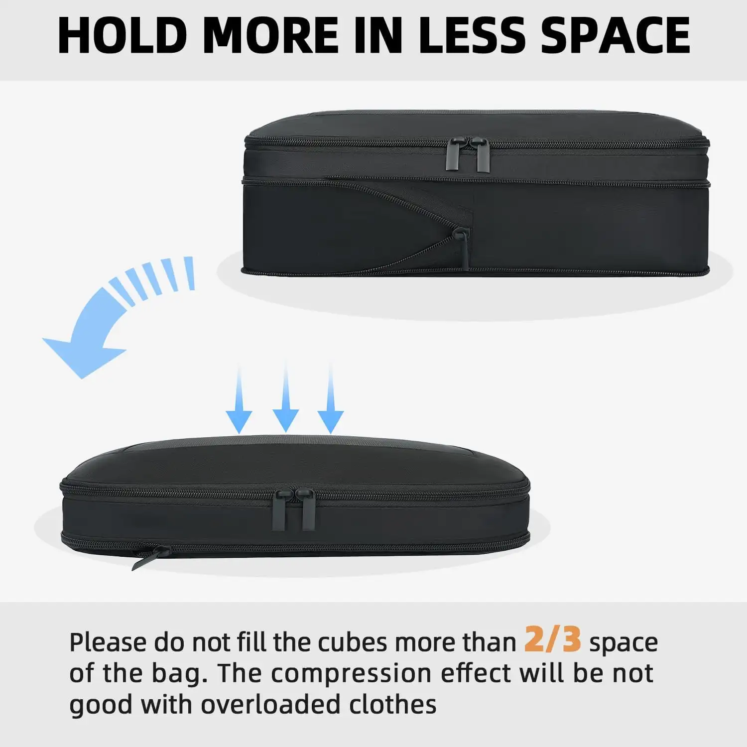 6 Set Square Mesh Compression Packing Cubes for travel, featuring expandable design and breathable mesh for organized pack...