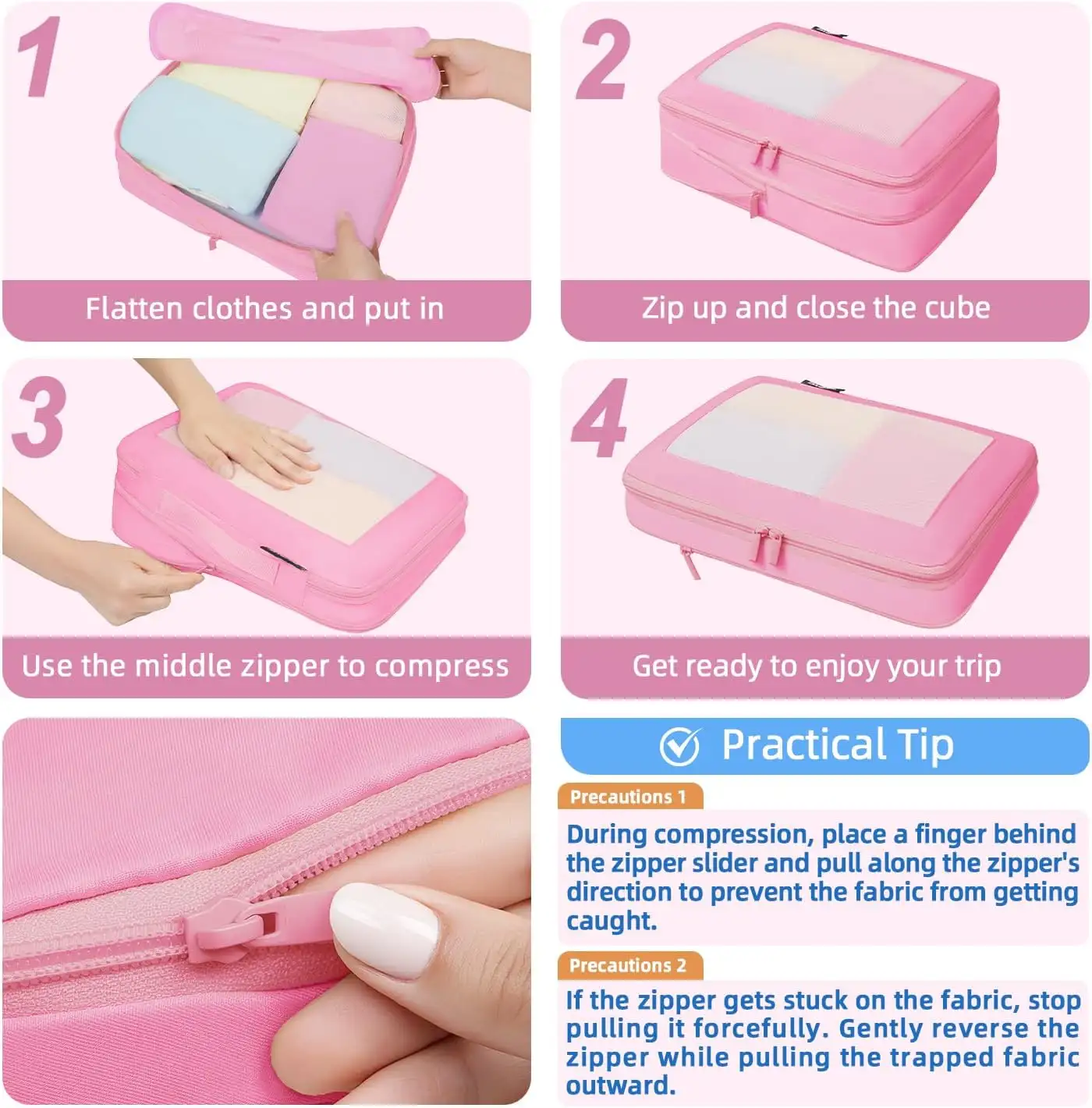 6 set square mesh compression packing cubes for organized travel, featuring durable fabric and expandable design.