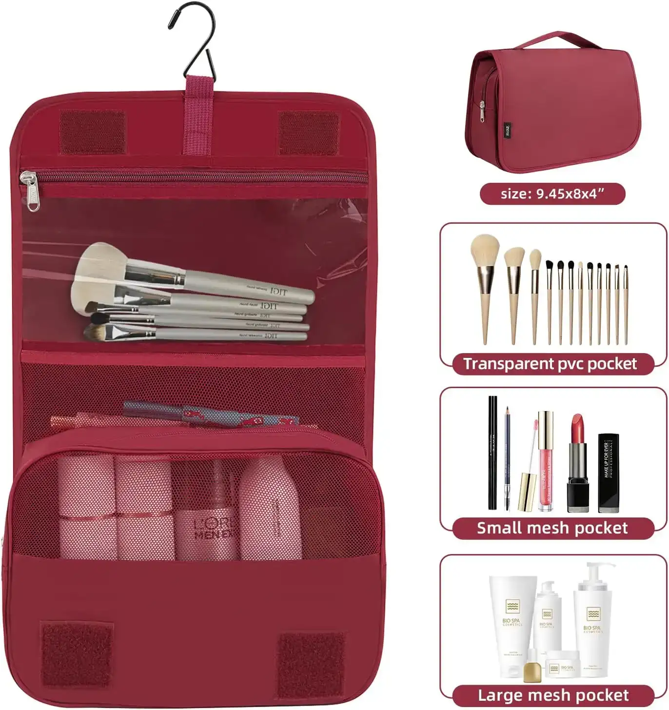 10 set mesh packing cubes in various sizes with laundry bag, makeup bag, and zipper pouch for organized travel.