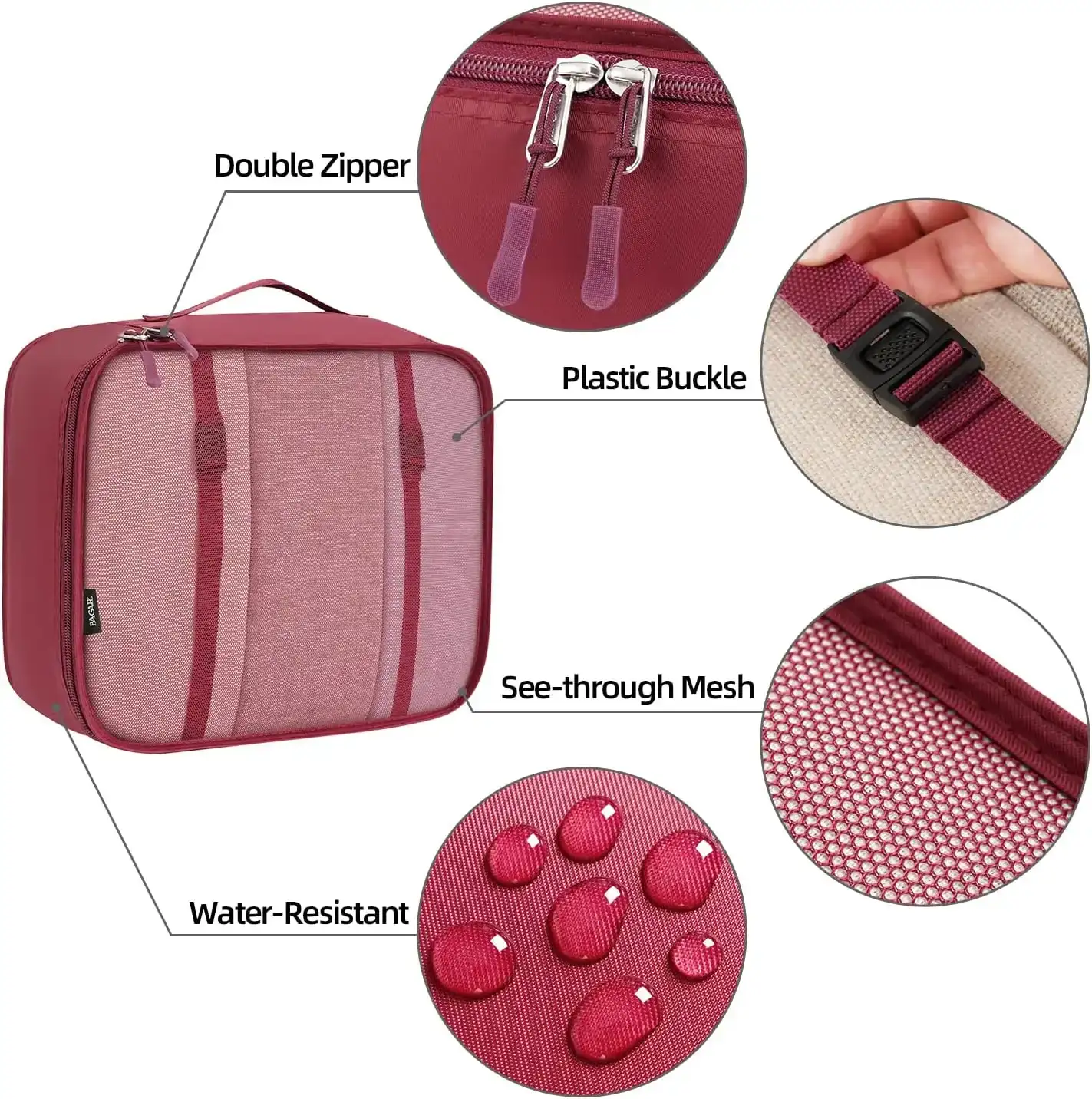 10-piece mesh packing cubes set with laundry bag, makeup bag, and zipper pouch for organized travel storage.