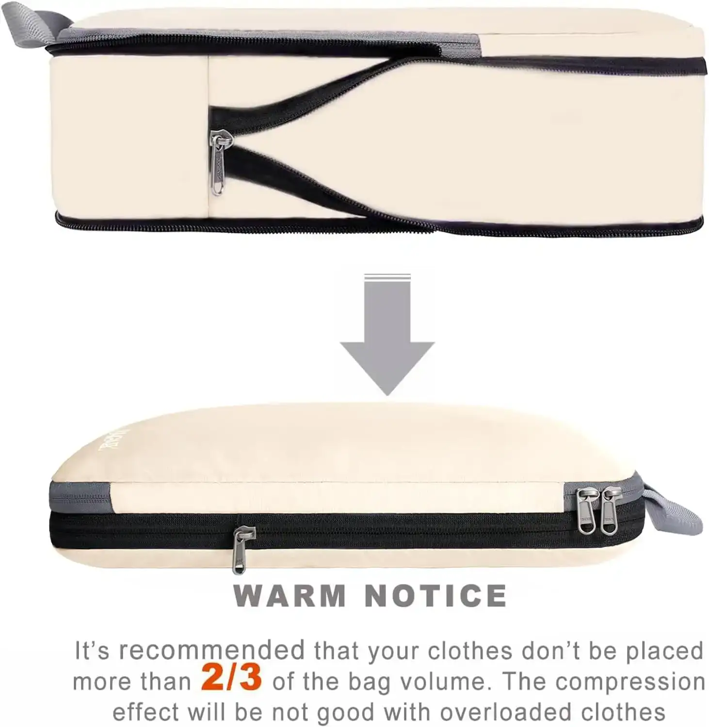 Expandable 4 set compression packing cubes for efficient travel organization and space-saving packing.