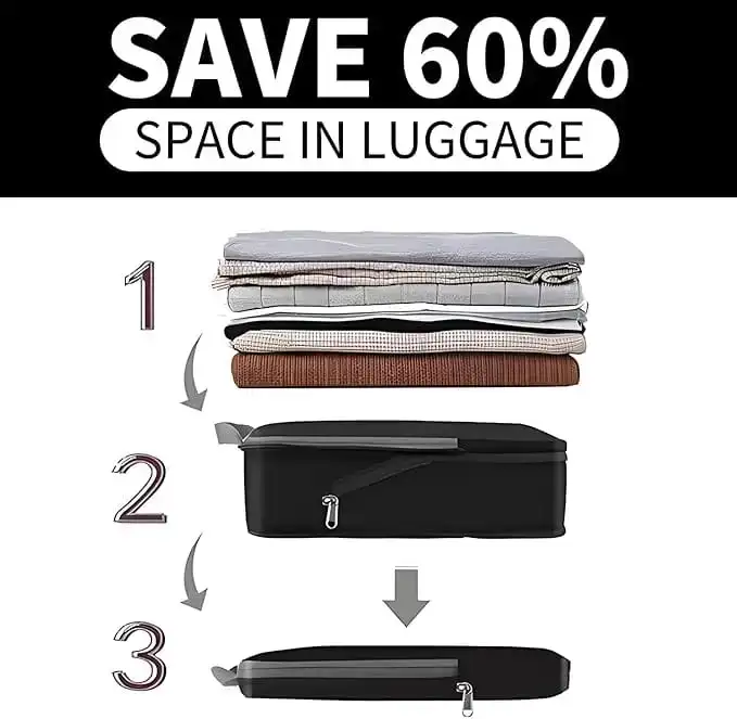 Expandable compression packing cubes set for travel, organized storage, lightweight fabric, and vibrant colors.