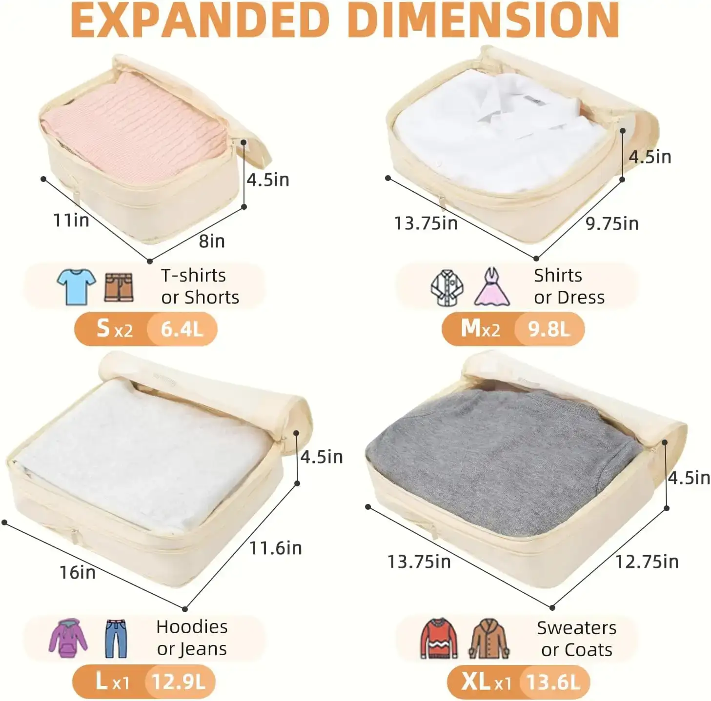 BAGAIL 6 Set Square Mesh Compression Packing Cubes for travel organization and efficient packing.