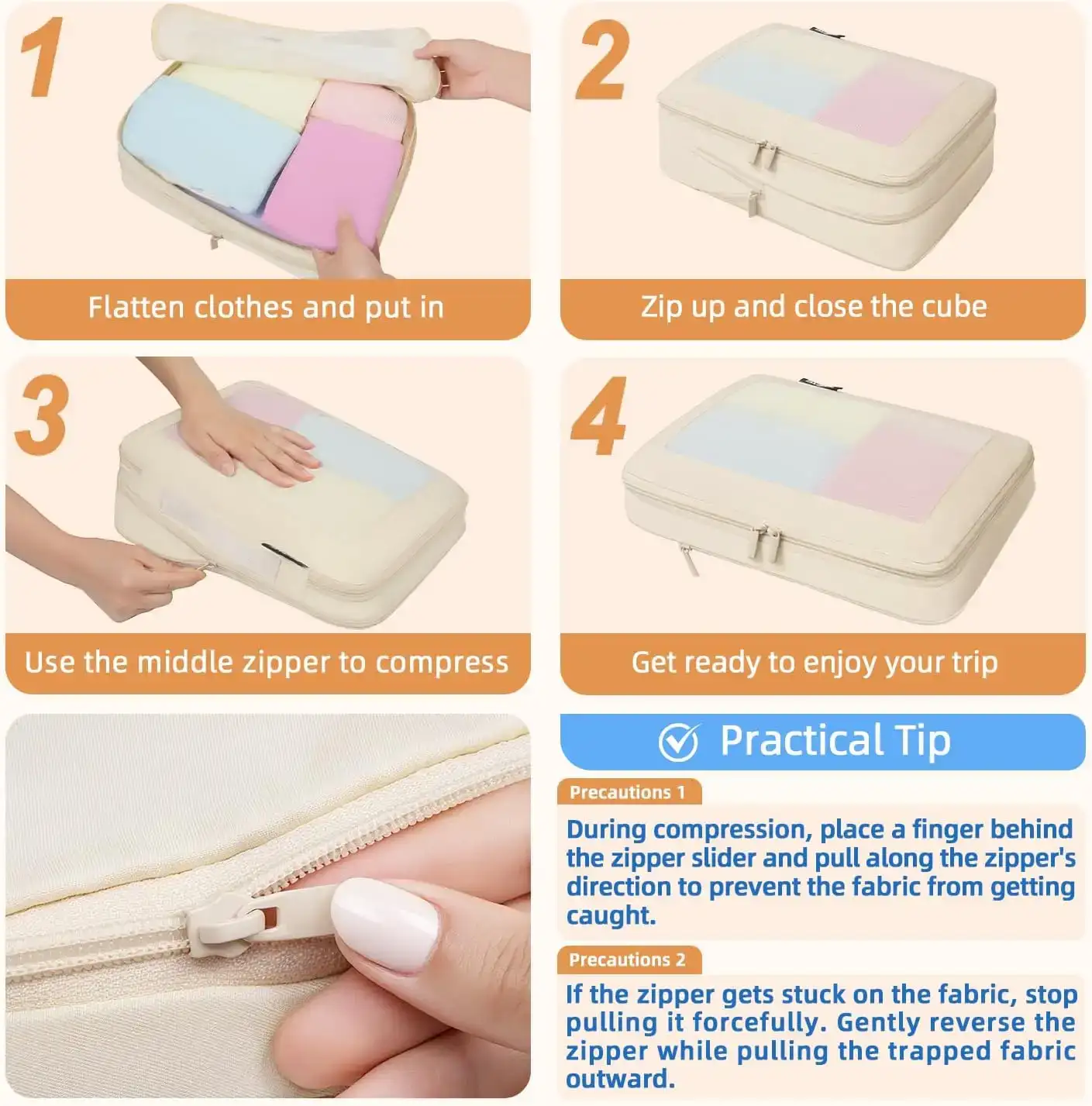 BAGAIL 6/8 Set Square Mesh Compression Packing Cubes for organized travel and efficient packing solutions.