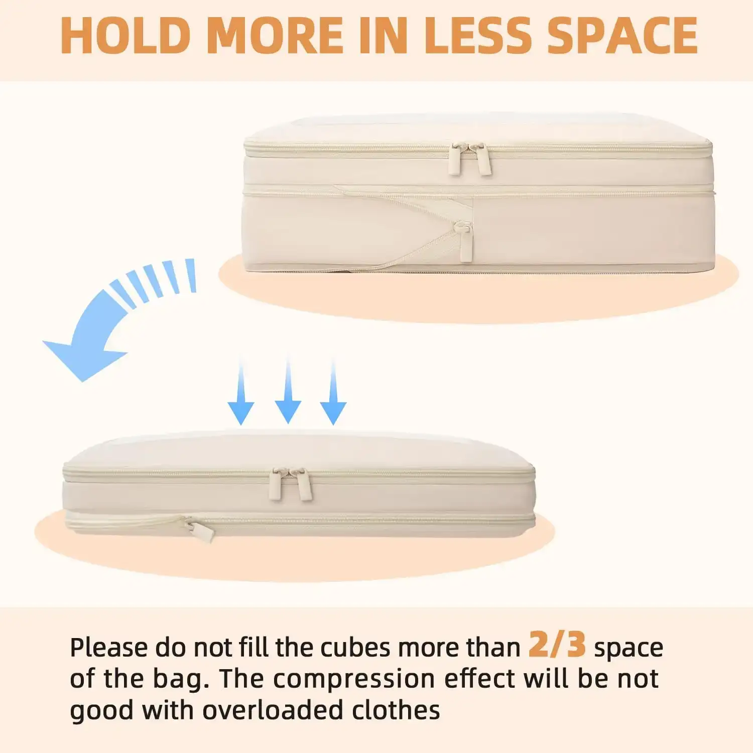 BAGAIL 6/8 Set Square Mesh Compression Packing Cubes for travel organization and space-saving storage.