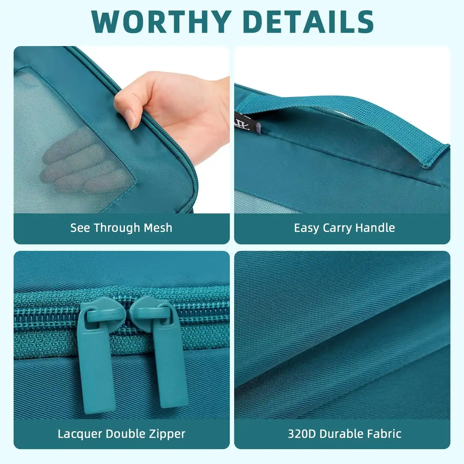 BAGAIL square mesh packing cubes set of 6 or 8, ideal for travel organization and space-saving compression.