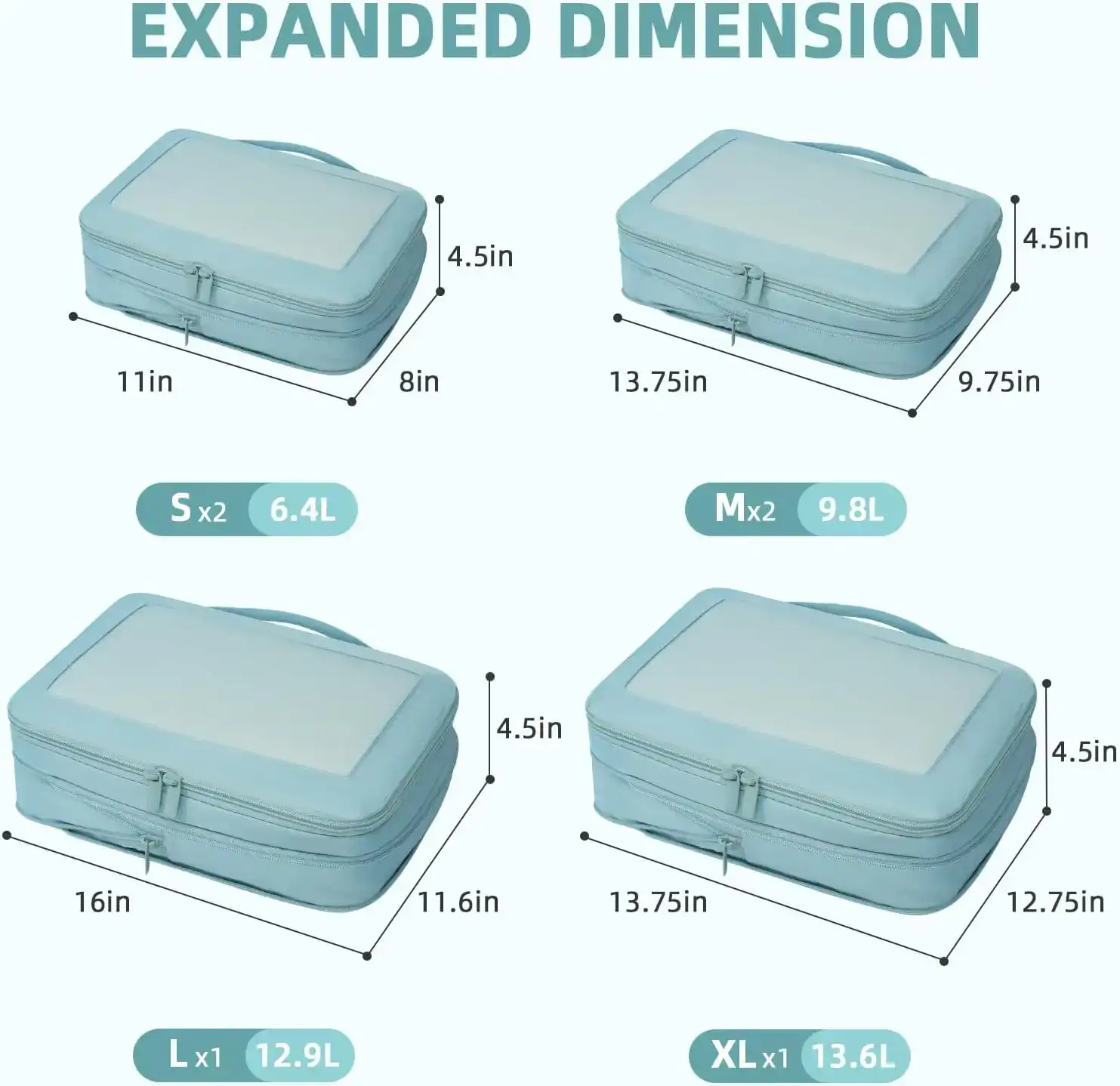BAGAIL 6/8 Set Square Mesh Compression Packing Cubes for organized travel and efficient packing.