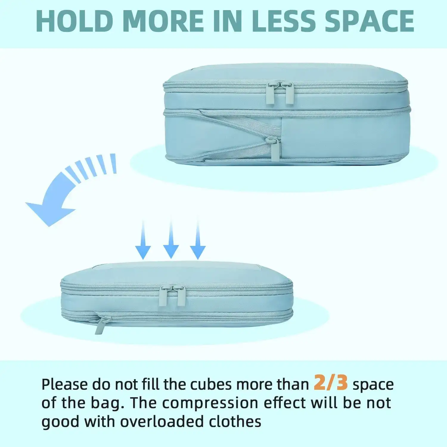BAGAIL 6/8 Set Square Mesh Compression Packing Cubes for travel organization and space-saving storage.