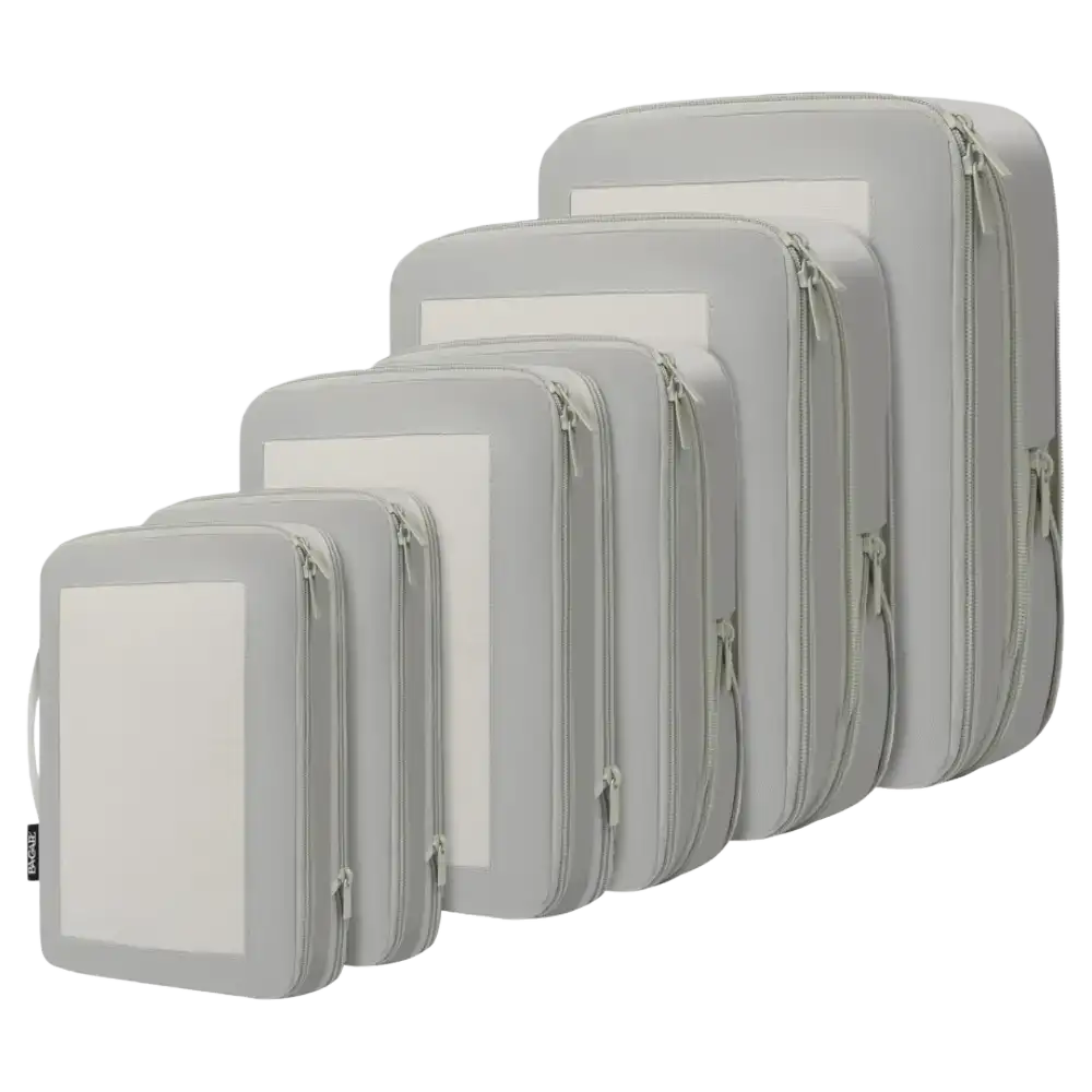 BAGAIL square mesh compression packing cubes in 6 and 8 set options for efficient travel organization and space-saving.