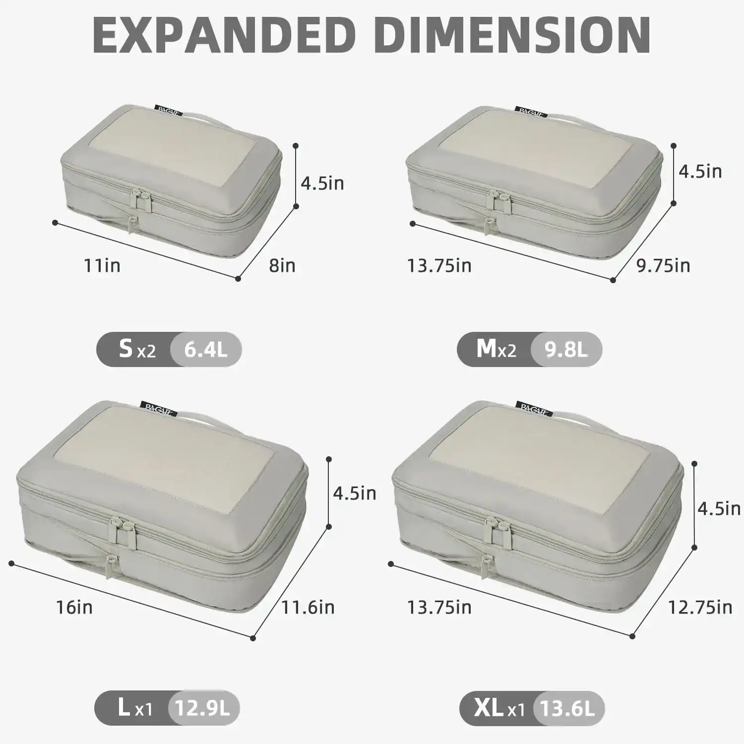 BAGAIL 6/8 Set Square Mesh Compression Packing Cubes for organized travel and efficient packing, durable and lightweight.