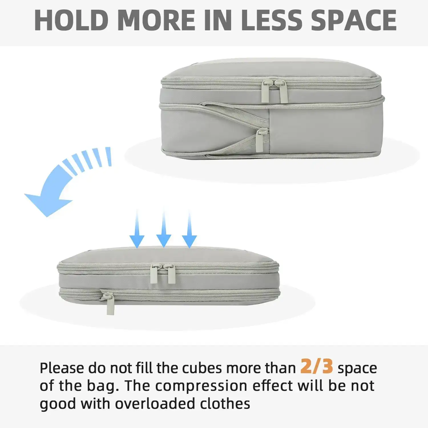 BAGAIL 6 Set Square Mesh Compression Packing Cubes for efficient travel organization and space-saving storage.
