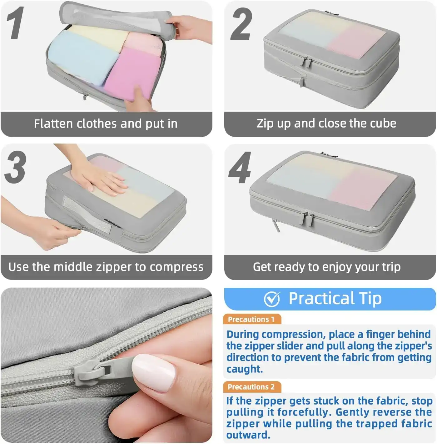 BAGAIL 6/8 Set Square Mesh Compression Packing Cubes for organized travel and easy packing, durable and lightweight.