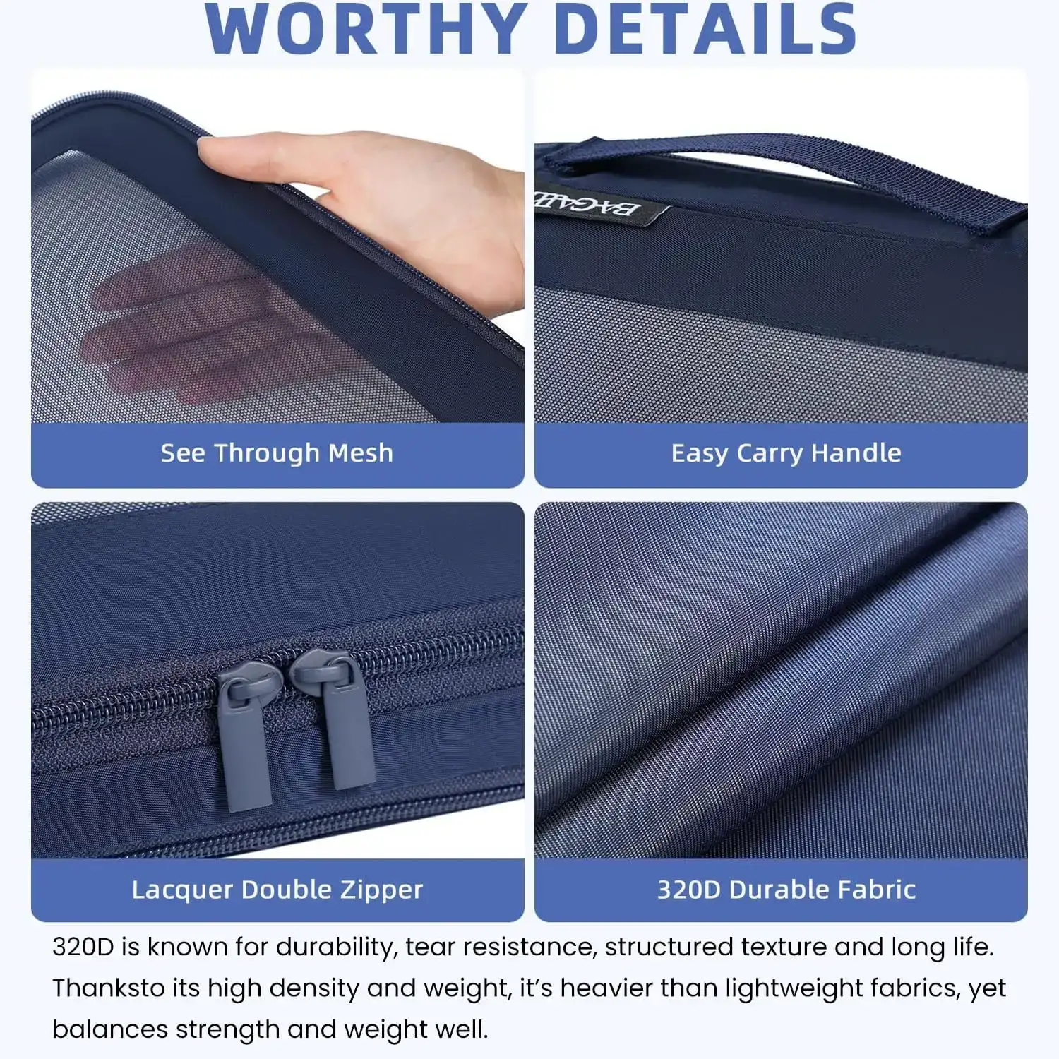 BAGAIL 6/8 Set Square Mesh Compression Packing Cubes for travel organization and space-saving.