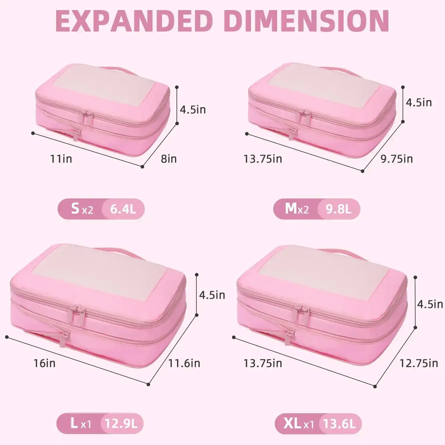 BAGAIL 6/8 Set Square Mesh Compression Packing Cubes for organized travel and efficient packing solutions.