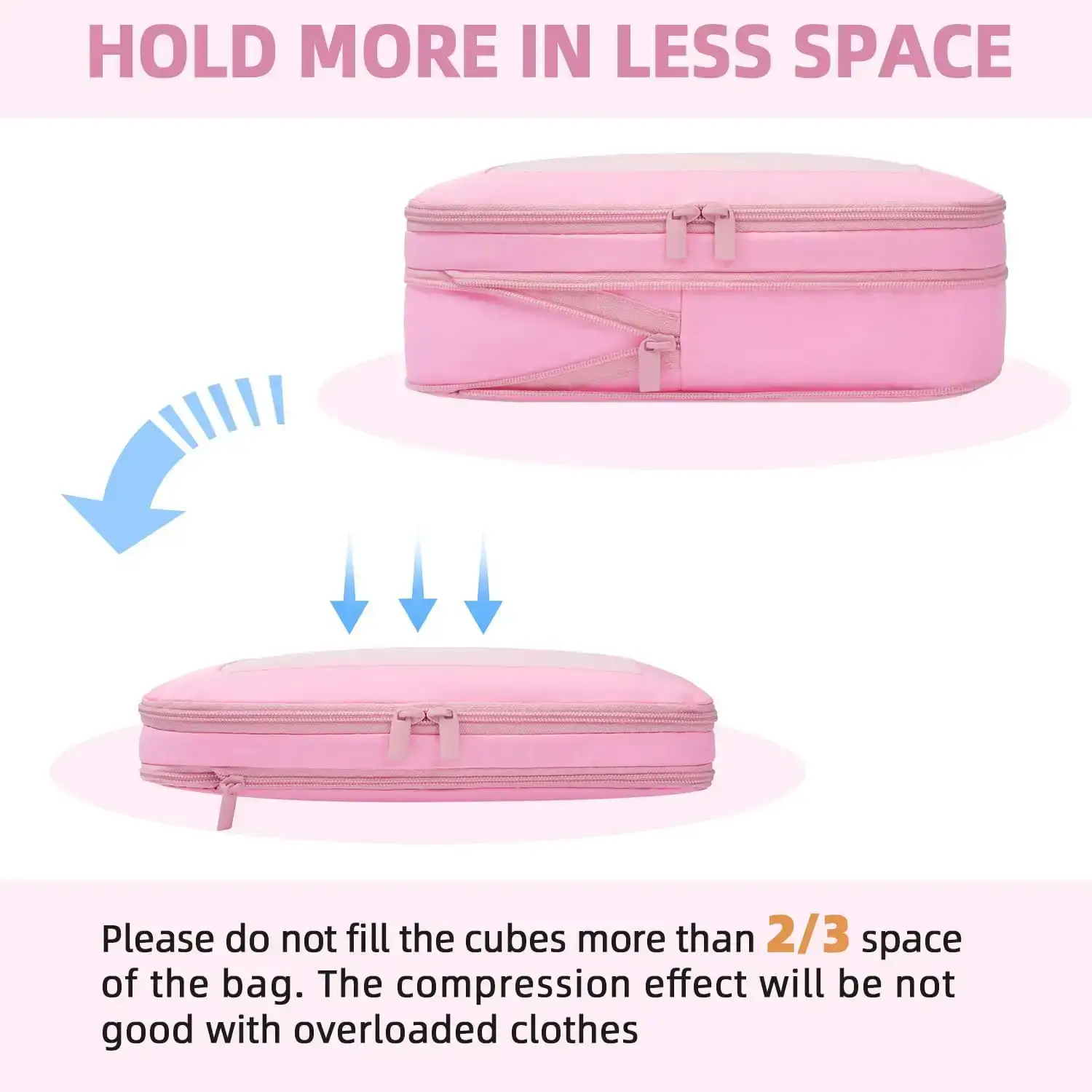 BAGAIL 6/8 Set Square Mesh Compression Packing Cubes for travel organization and space-saving luggage packing.