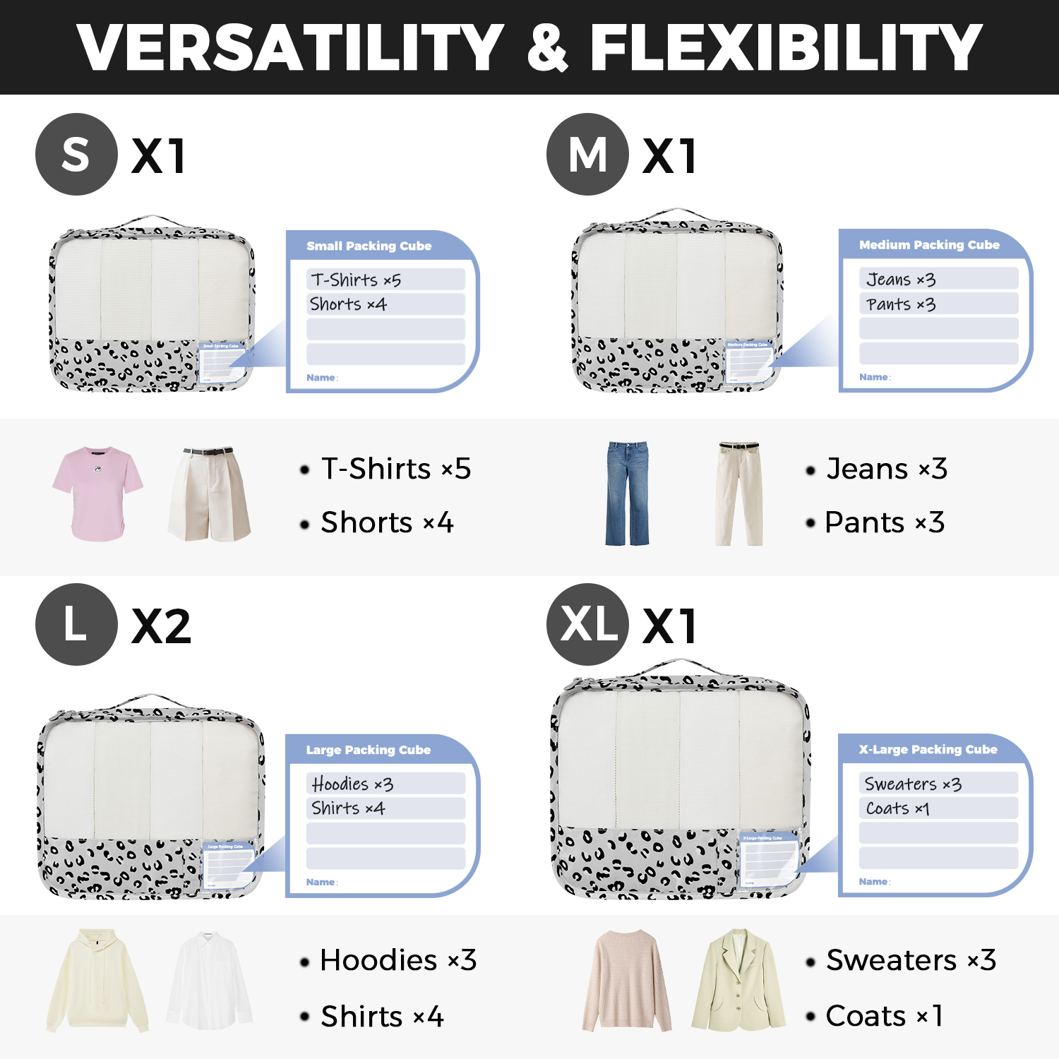 9 Set Label Packing Cubes with Packing List Luggage Packing Organizers for Travel Accessories