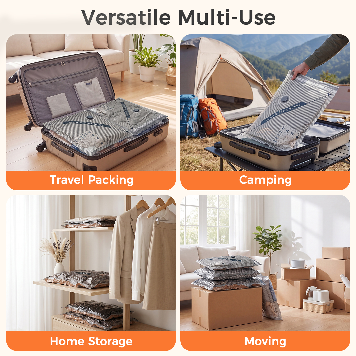 BAGAIL Vacuum Storage Bags with Cordless Pump, Travel Compression
