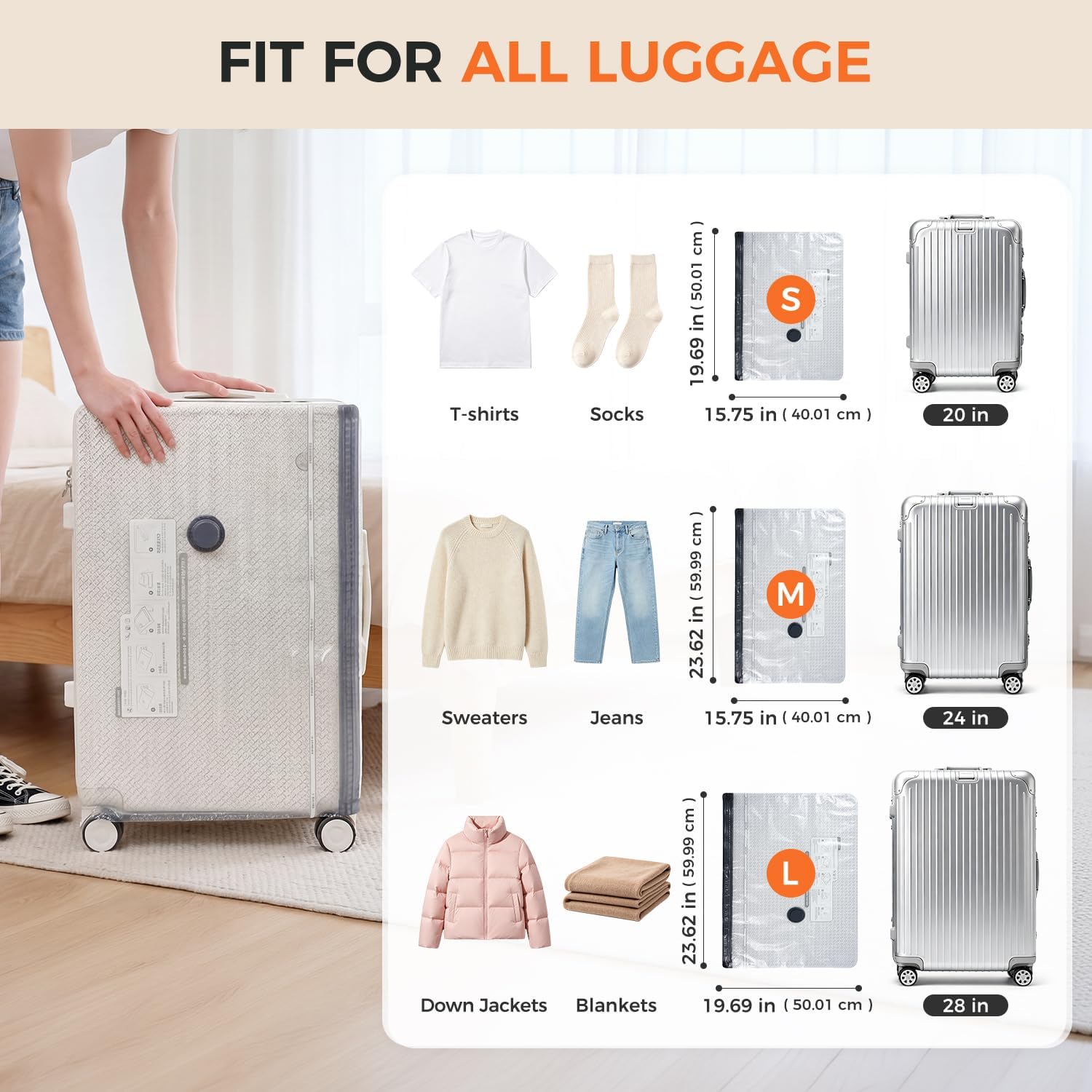 BAGAIL Vacuum Bags for Travel with Rechargeable Pump, Vacuum Storage Bags for Clothes -BAGAIL