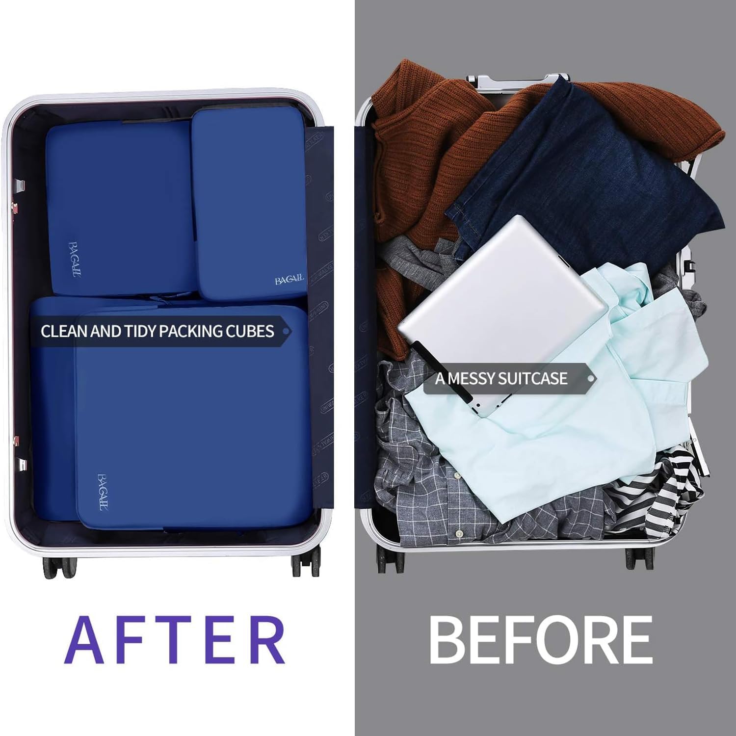 4 Set Compression Packing Cubes Travel Expandable Packing Organizers
