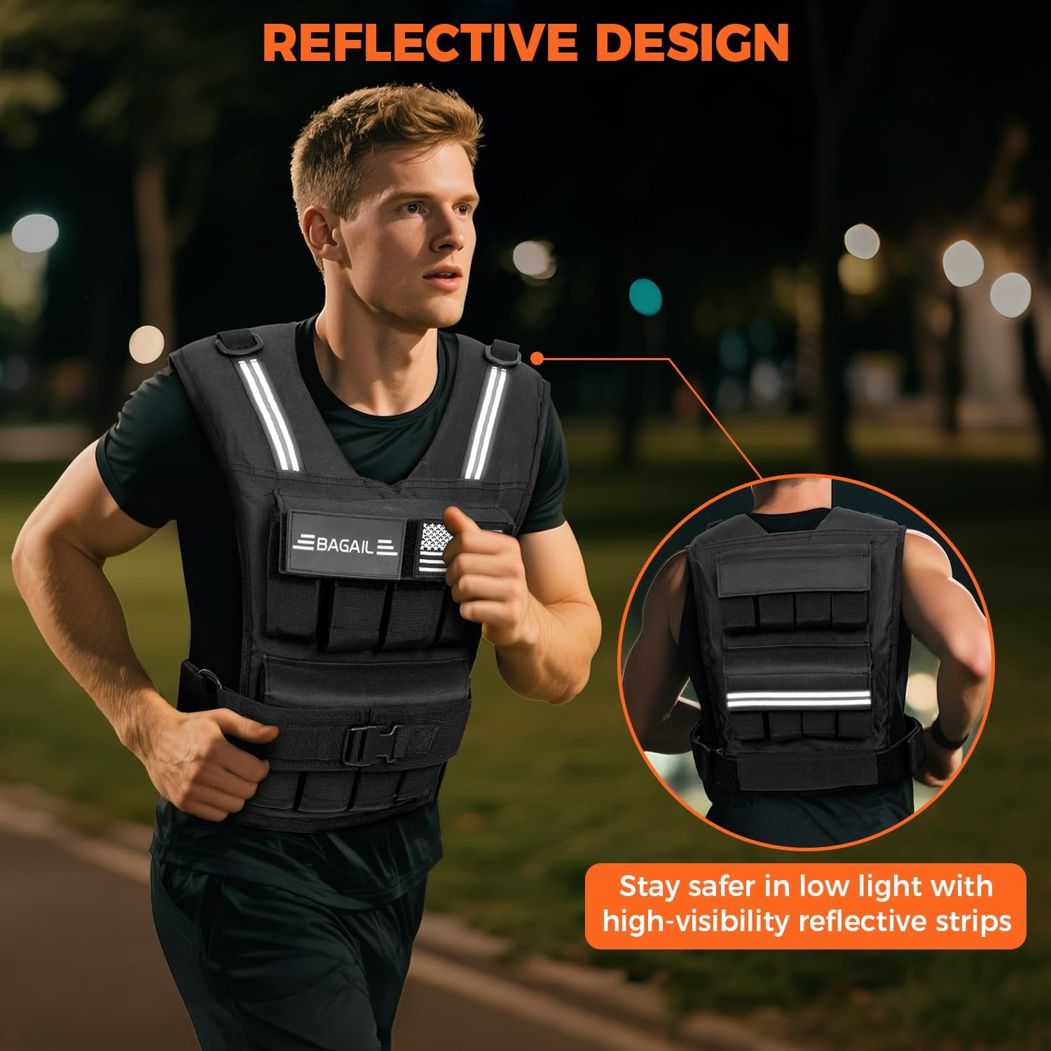 BAGAIL Weighted Vest Men, 20lb/30lb/40lb Adjustable Weight Vest for Woman with Removable Iron Weights, Women’s Rucking Vest for Walking, Workout, Running, Strength Training