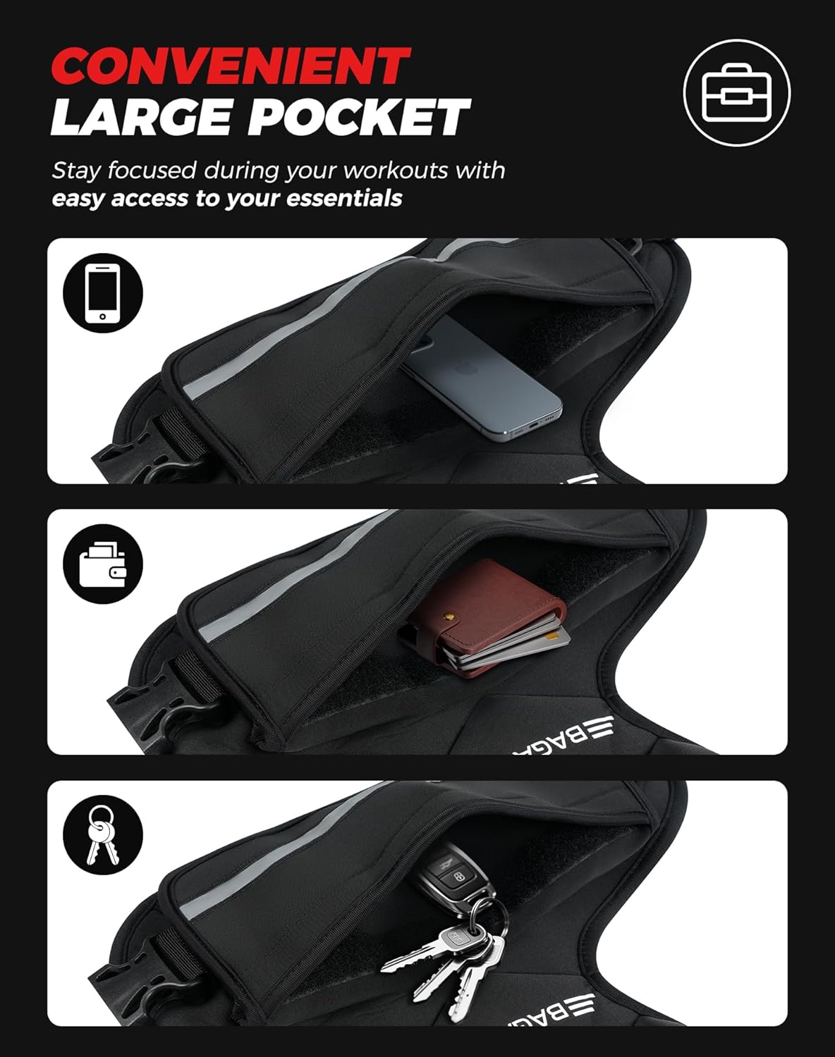 BAGAIL Adjustable Weighted Vest 4-10lb/12-18lb/20-32lb, Comfortable X-Shape & U-Neck Weight Vest for Women and Men Walking with 6 Removable Weights, Large Pocket and Reflective Strips