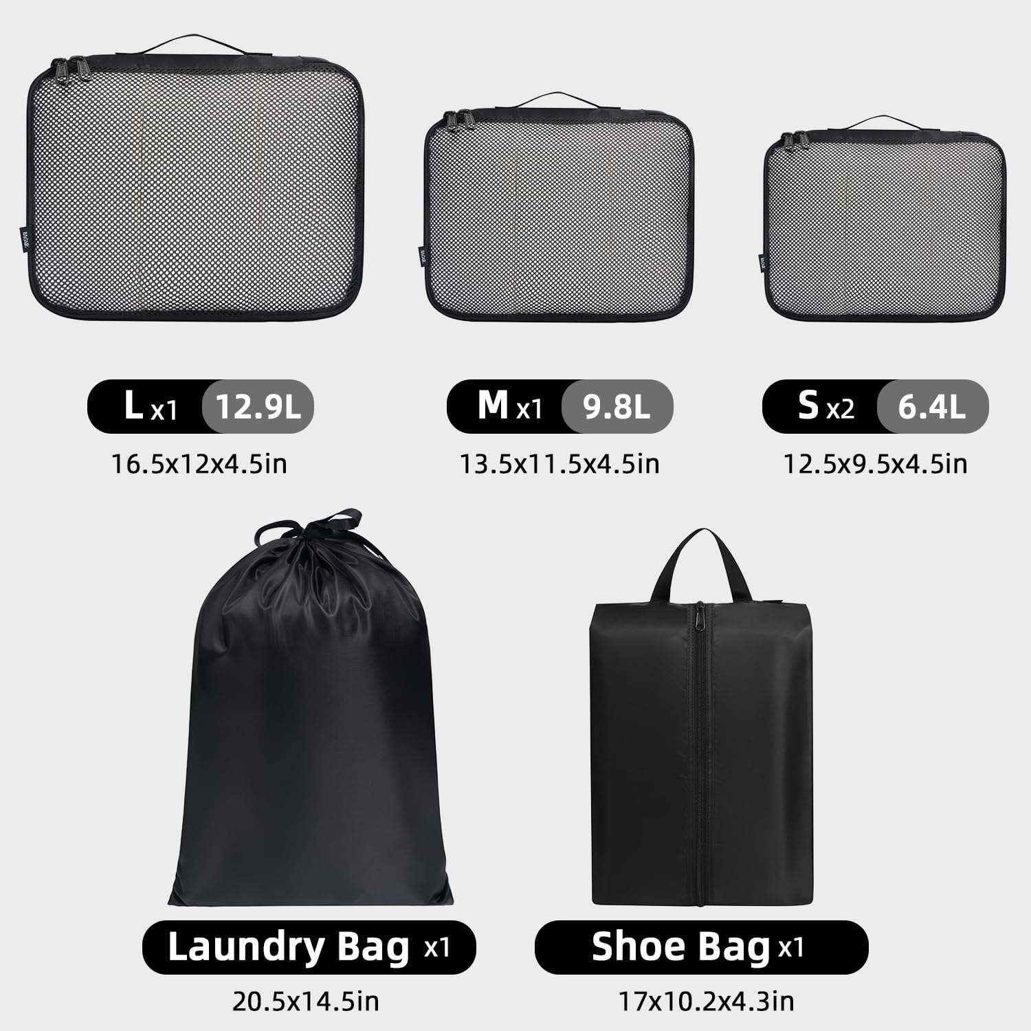BAGAIL 6 Set Packing Cubes Luggage Packing Organizers for Travel Accessories