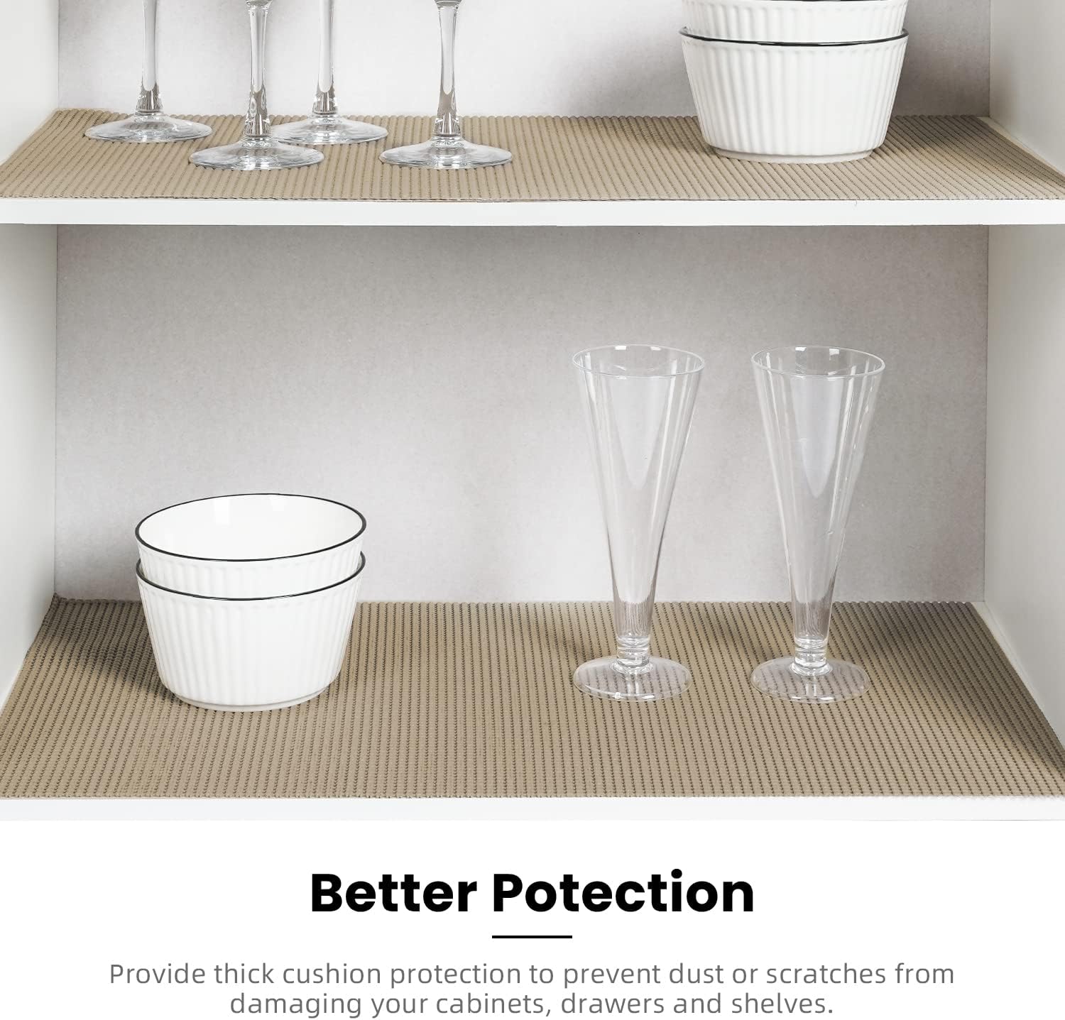 BAGAIL Drawer and Shelf Liner, 12 in X 10 Ft Non-Adhesive Shelf Liners for Kitchen Cabinets, Thick Strong Grip Liners for Desk, Shelves, Bathroom Drawers, Cabinet Protection - Black