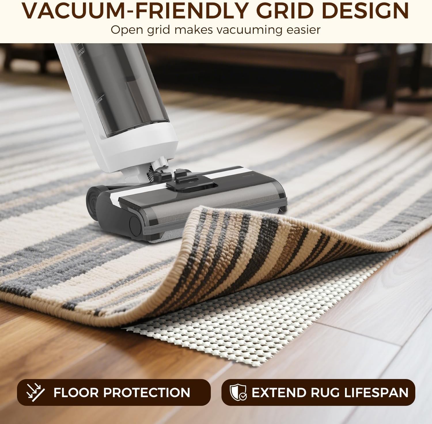 BAGAIL BASICS Rug Pad Gripper for Hardwood Floors, Non Slip Rug Pads for Area Rugs, Extra Thick Under Rug Padding, Protect Your Rugs & Floors
