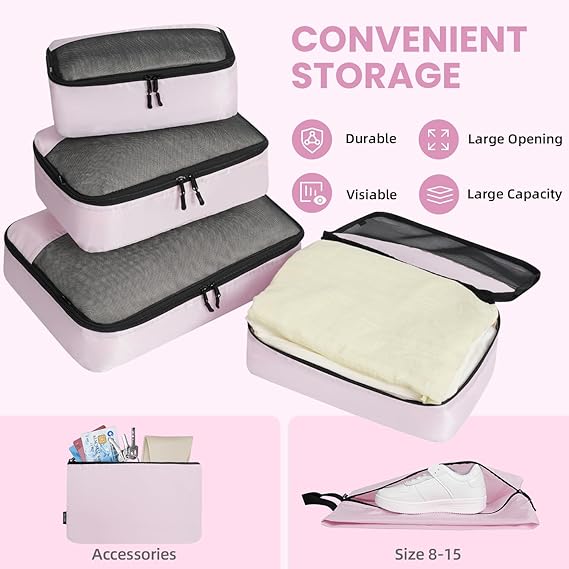 Half Mesh 8 Set Packing Cubes Luggage Packing Organizers for Travel Accessories