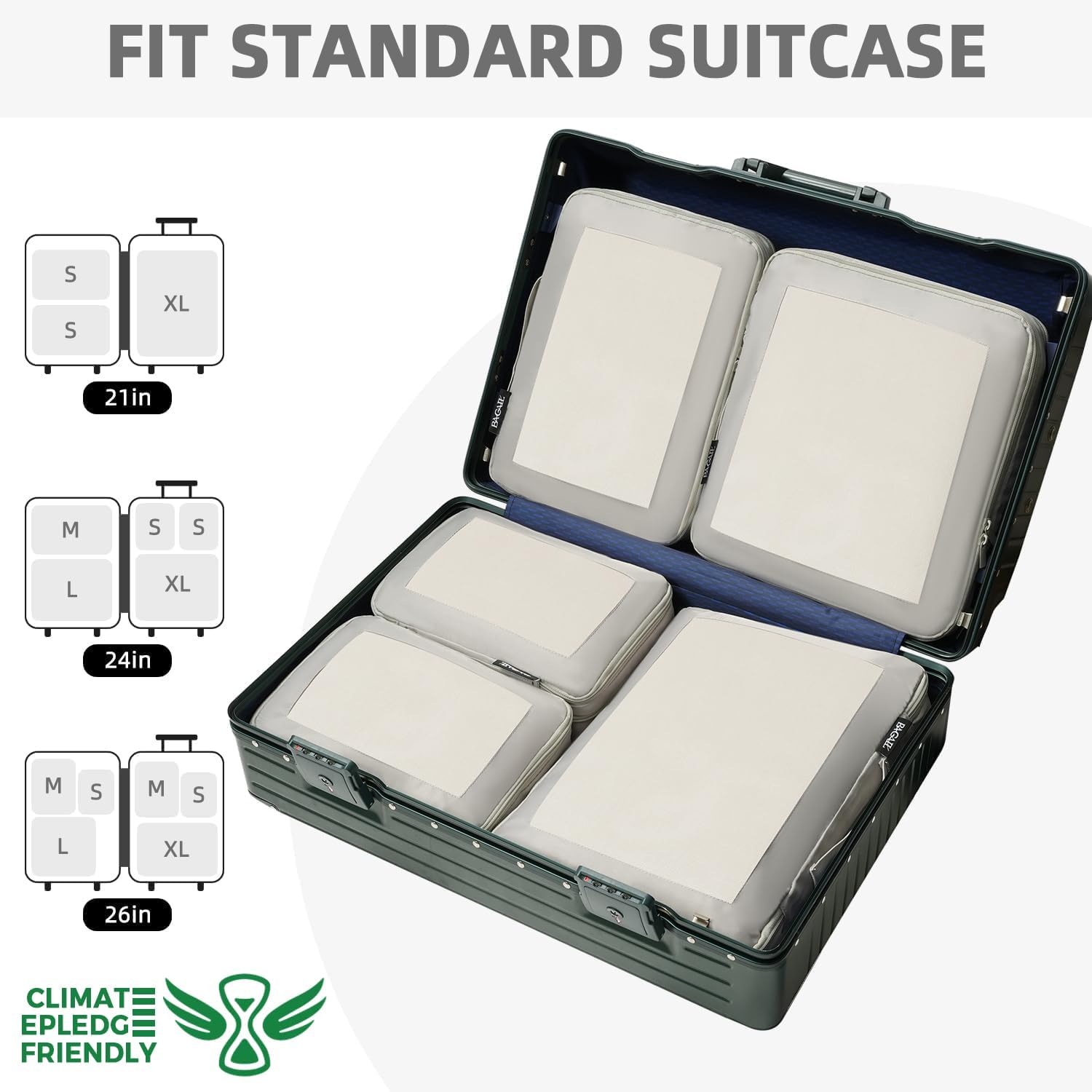 Square Mesh 6 Set Compression Packing Cubes Travel Accessories Expandable Packing Organizers 