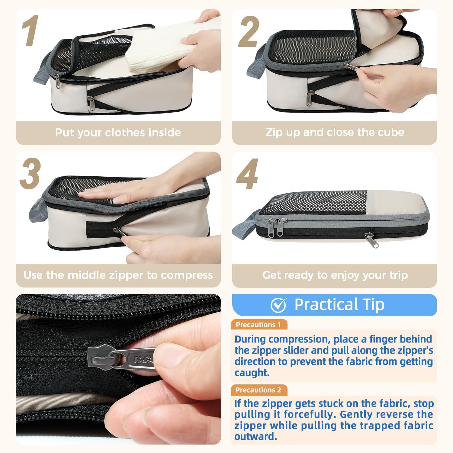 6 Set Half Mesh Compression Packing Cubes Travel Accessories Expandable Packing Organizers