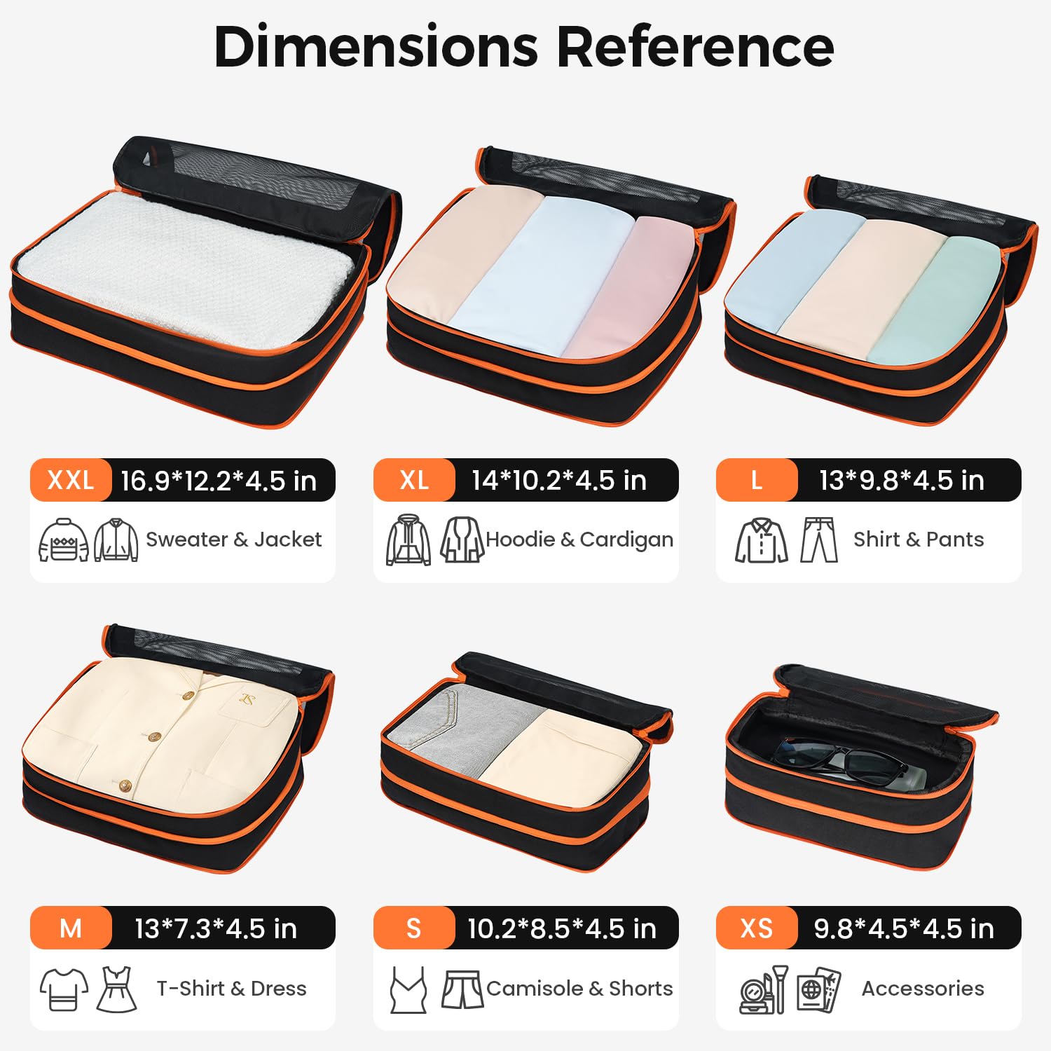 BAGAIL Durable Compression Packing Cubes for Travel,6 Set-Light Pink