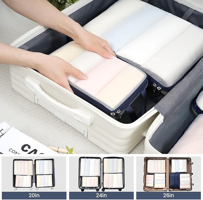 BAGAIL 6 Set Ultralight Compression Packing Cubes Packing Organizer for Travel Accessories Luggage Suitcase Backpack(70D FullMesh)