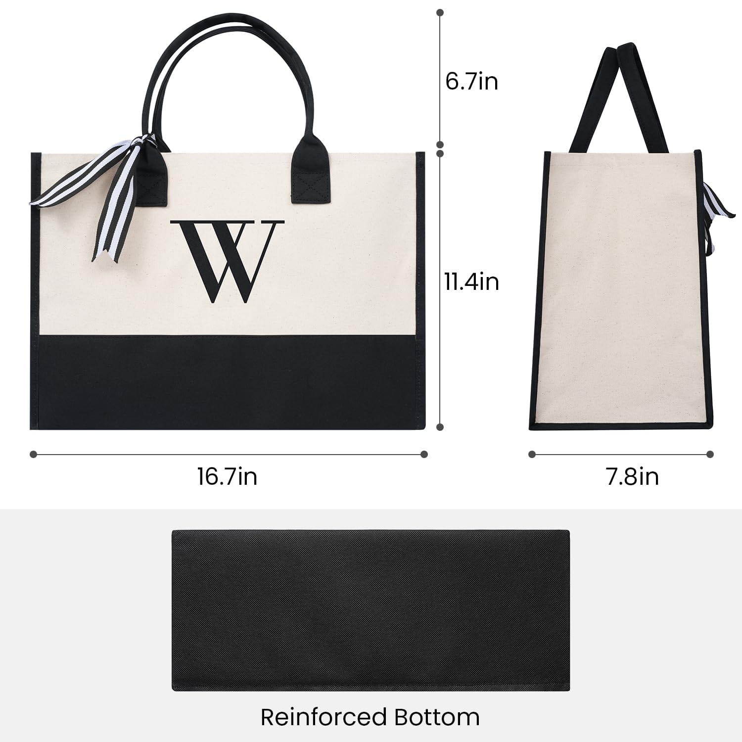 BAGAIL Initial Tote Bag, Personalized Birthday Gifts for Women, Teacher, Friends, Mom, Wedding, Monogrammed Beach Bag(1pcs-Ivory, S)