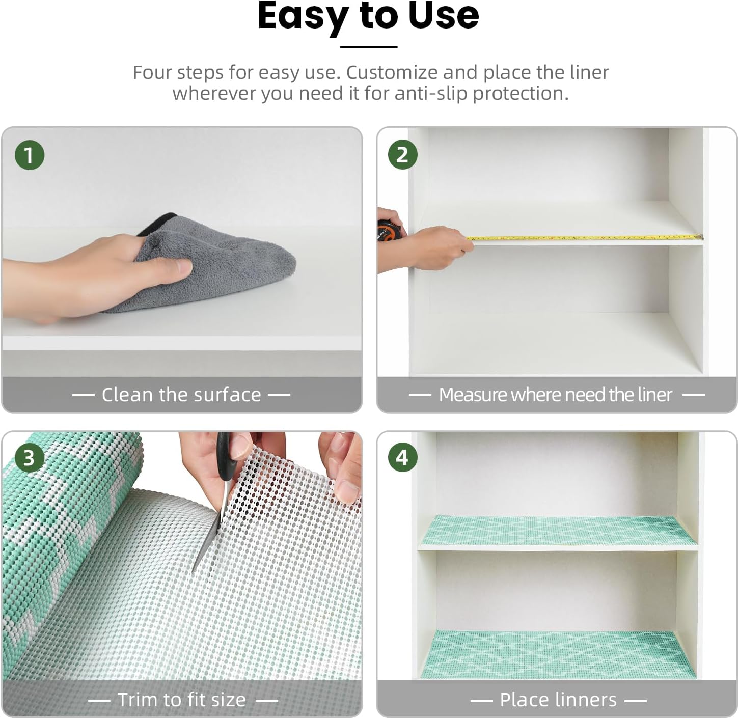 BAGAIL Drawer and Shelf Liner, 12 in X 10 Ft Non-Adhesive Shelf Liners for Kitchen Cabinets, Thick Strong Grip Liners for Desk, Shelves, Bathroom Drawers, Cabinet Protection - Black