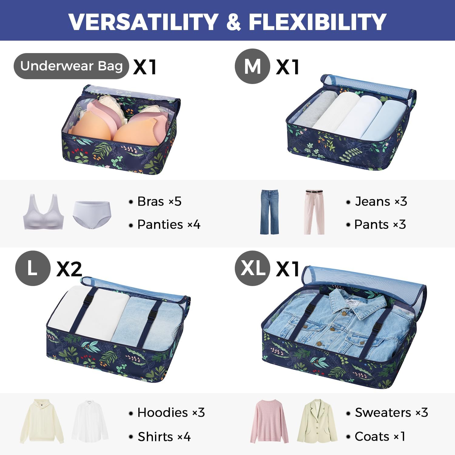  8 Set Mesh Packing Cubes with laundry bag and shoe bag